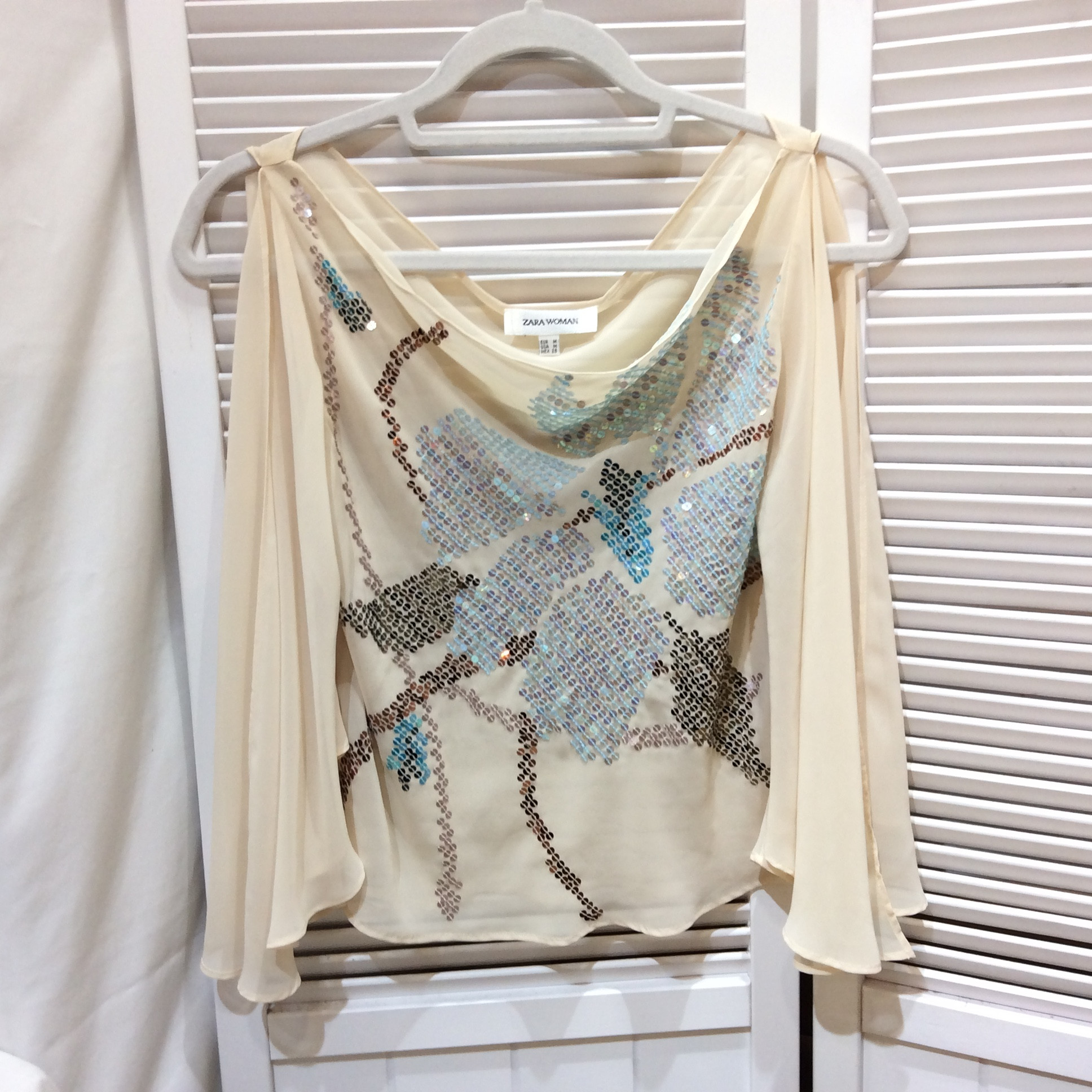 ZARA ザラ ノースリーブ デザインカットソー Mサイズ  スパンコール