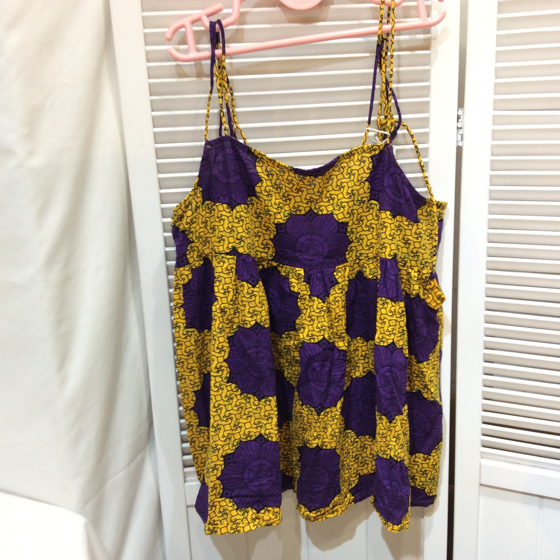 チチカカ  インド綿 2WAYキャミソール  フリーサイズ   パープル／マスタード柄