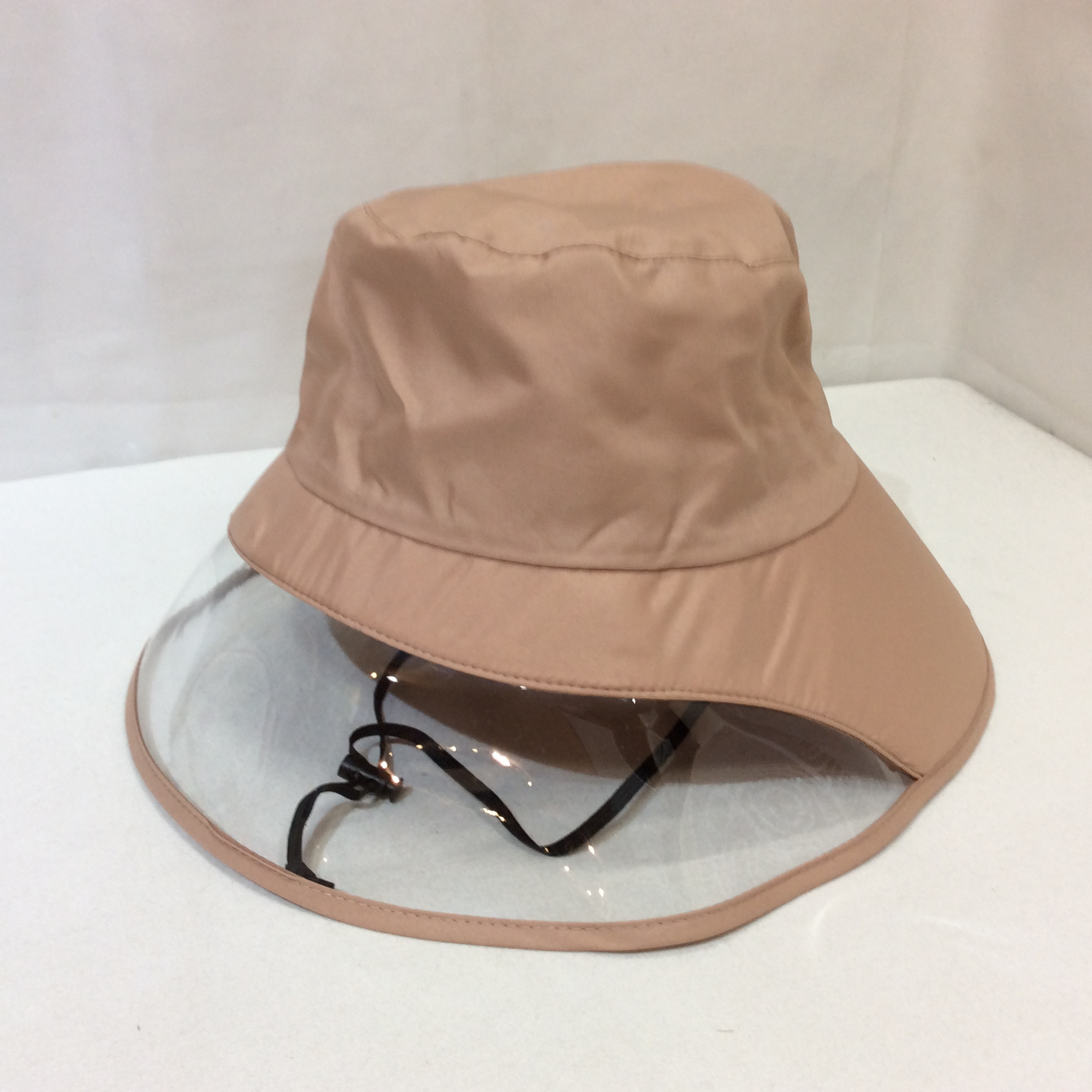 新品☆レインハット 透明つば広タイプ 紐付き ピンクベージュ