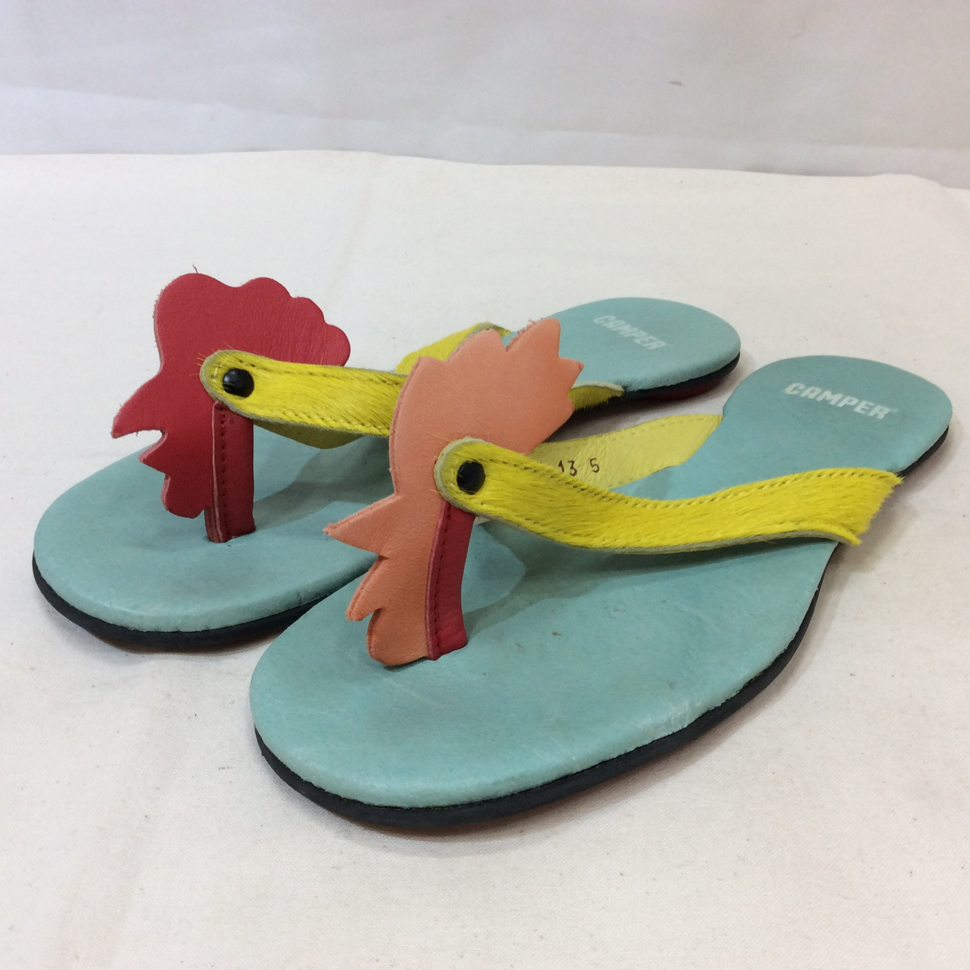 CAMPER カンペール レザーサンダル 35 22.5cm 水色 ニワトリ