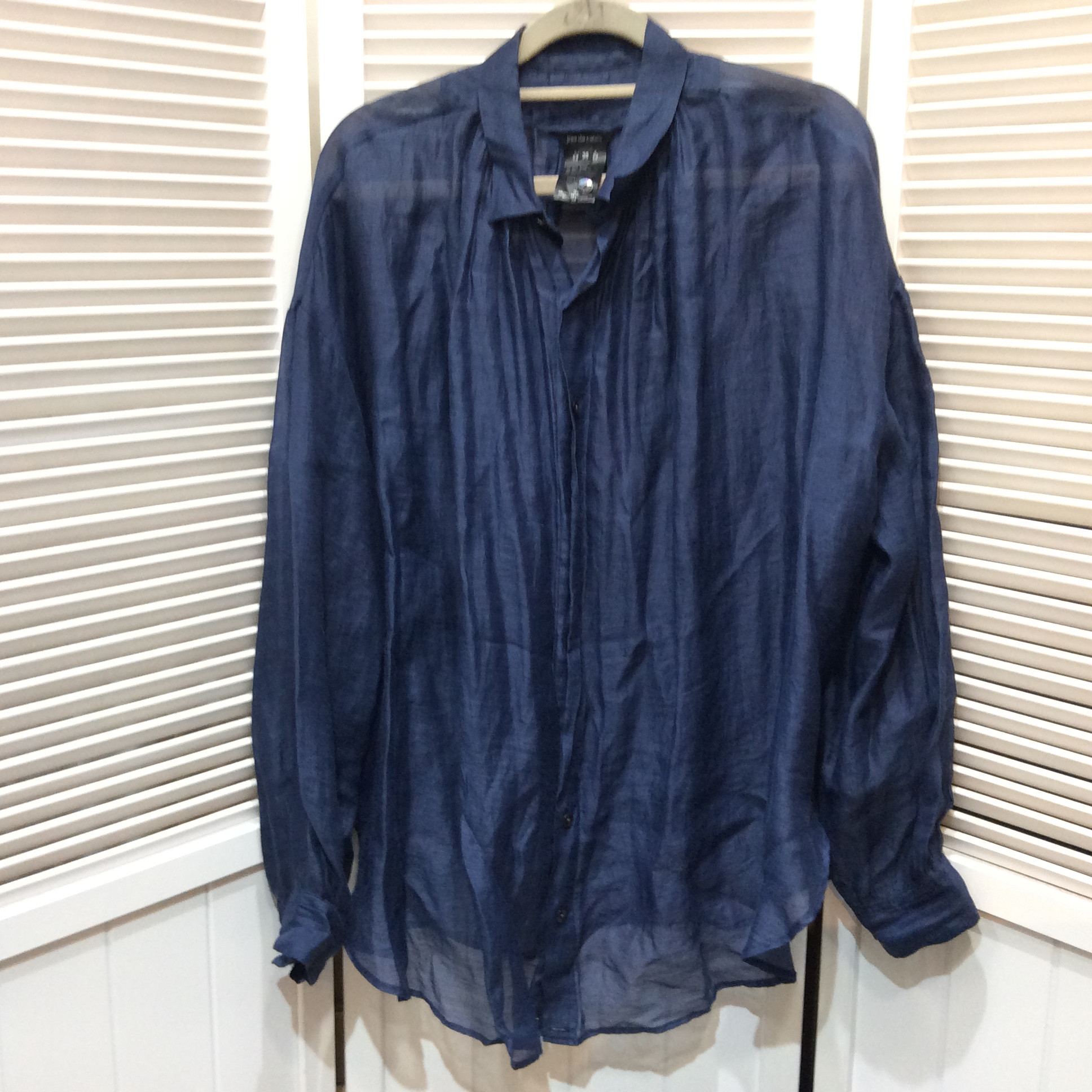 パドカレ シアーブラウス 36サイズ  ネイビー