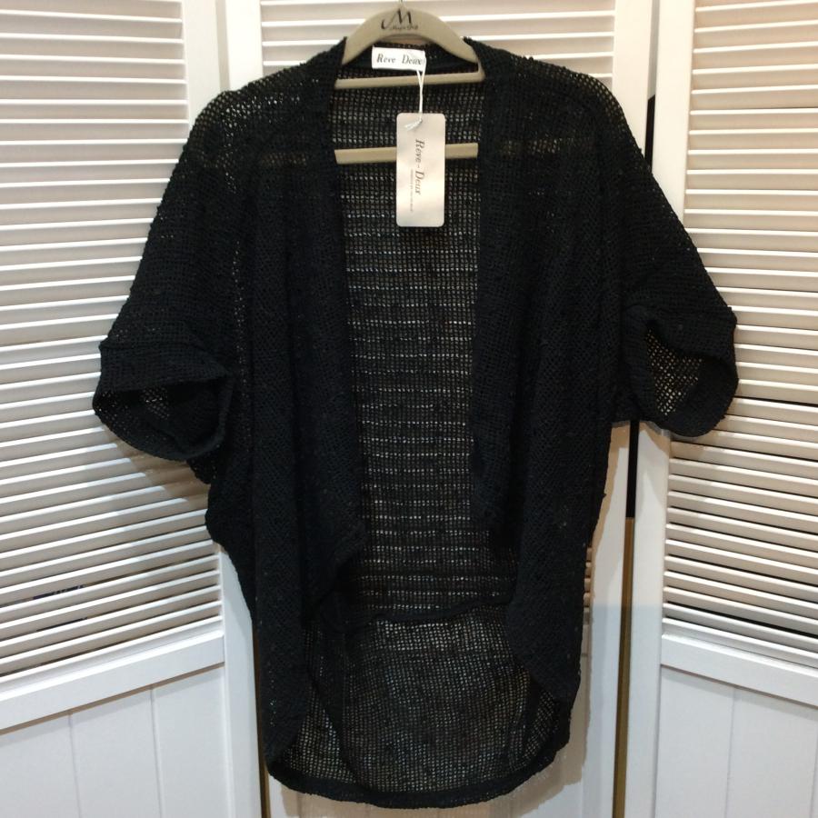再入荷❗️新品☆三越伊勢丹 Reve-Deux レディース メッシュ デザインカーディガン M~LL ブラック スパンコール