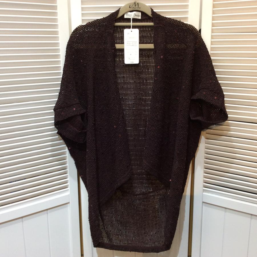 再入荷❗️新品☆三越伊勢丹 Reve-Deux レディース メッシュ デザインカーディガン M~LL ボルドー系 スパンコール