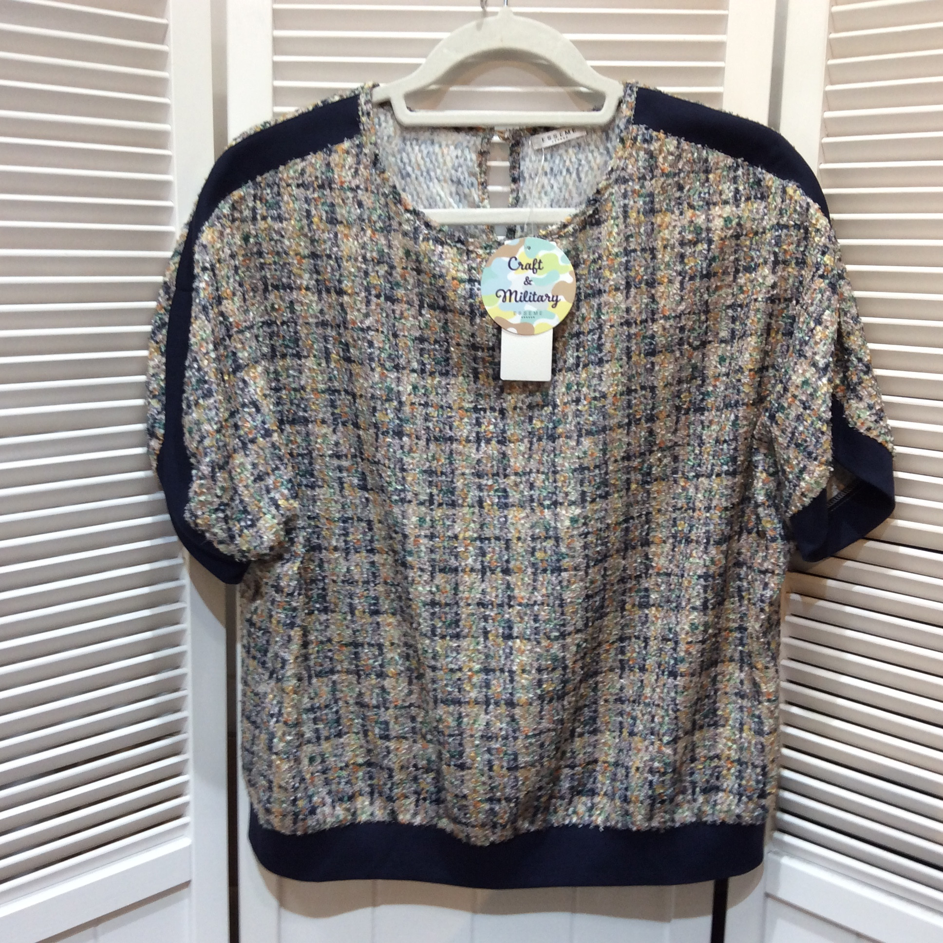 未使用 ESSME フレンスリーブカットソー Lサイズ  ツイード