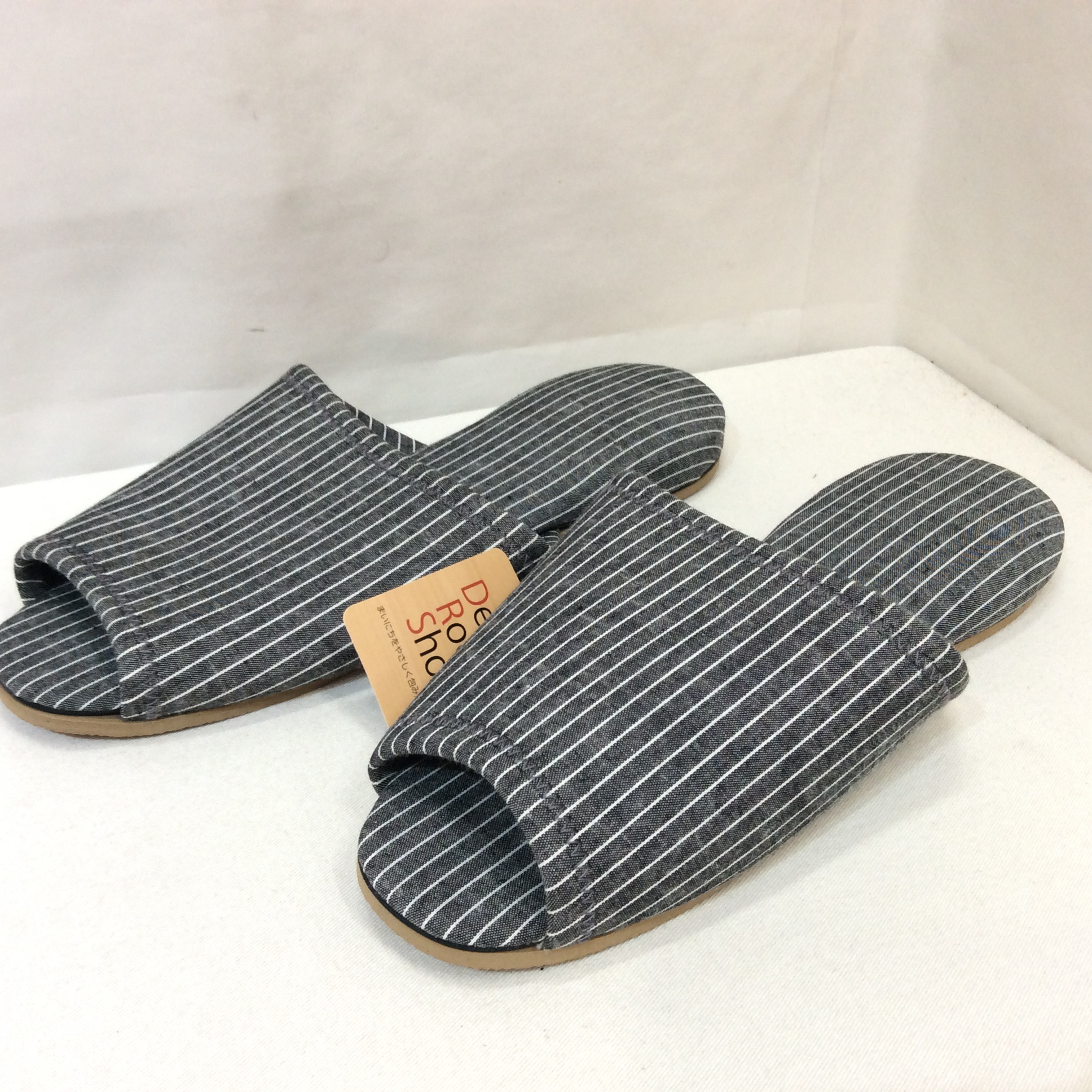 新品 スリッパ    グレーストライプ Lサイズ