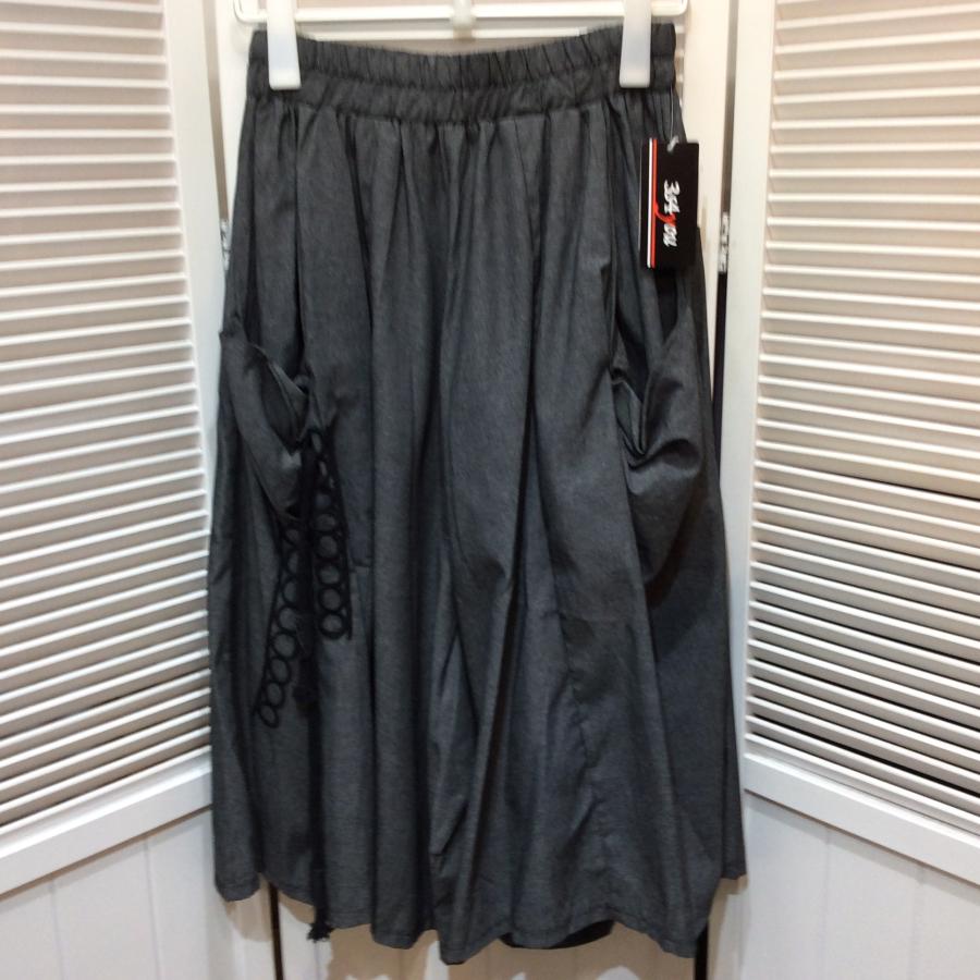 新品☆3s4you レディース デザイン ガウチョパンツ F フリーサイズ グレー