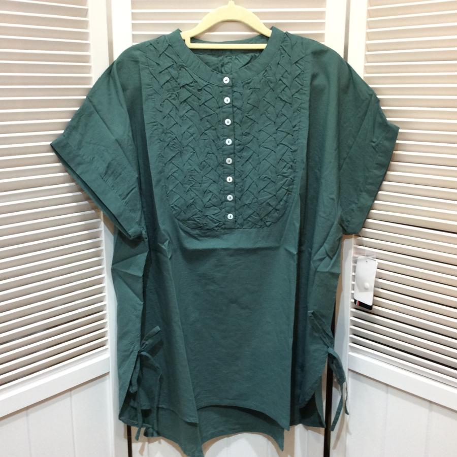 新品☆3s4you レディース フレンチスリーブ 綿プルオーバーシャツ M~L グリーン系 TRY