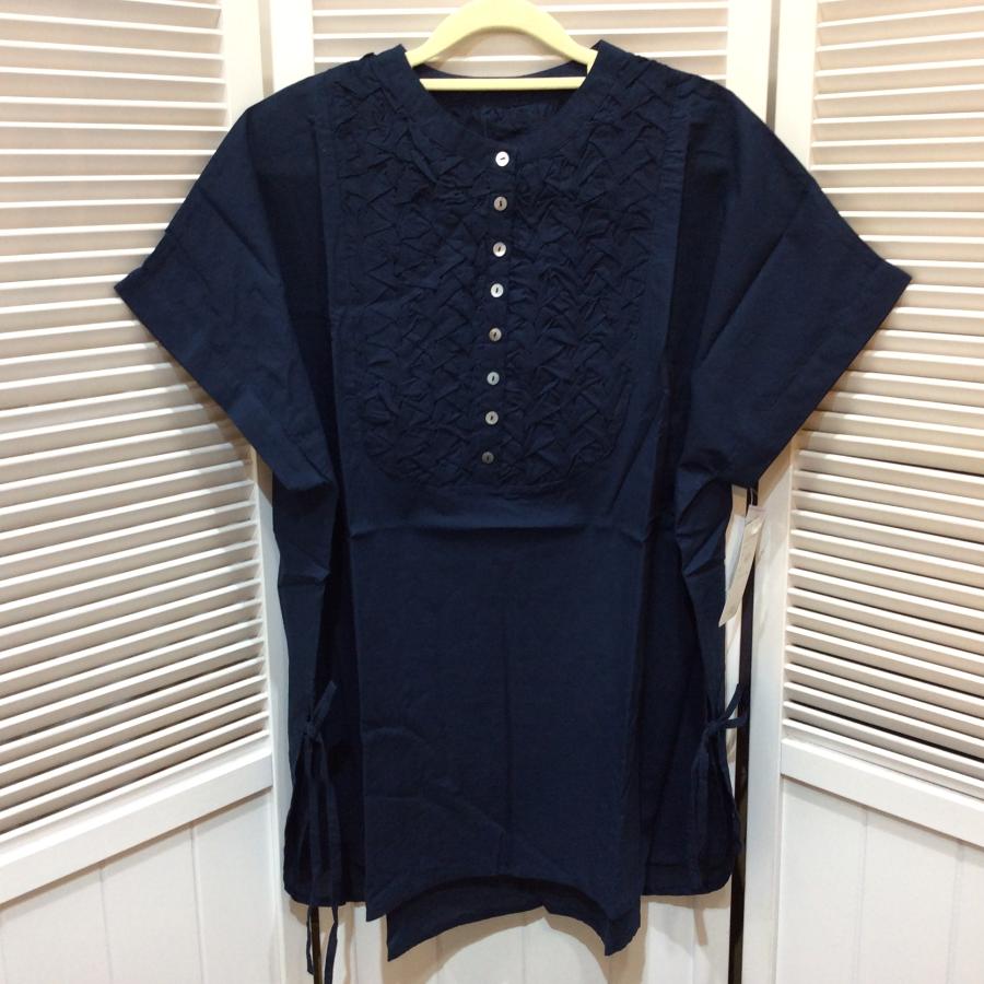 新品☆3s4you レディース フレンチスリーブ 綿プルオーバーシャツ M~L ネイビー TRY