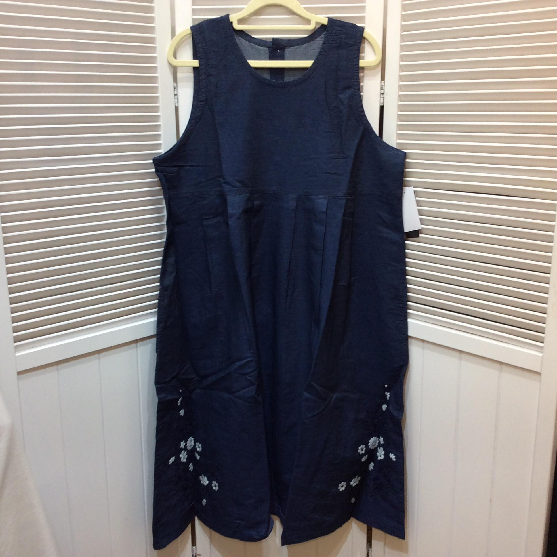 新品☆3s4you レディース 綿ノースリーブワンピース M~L 刺しゅう デニム インディゴ TRY