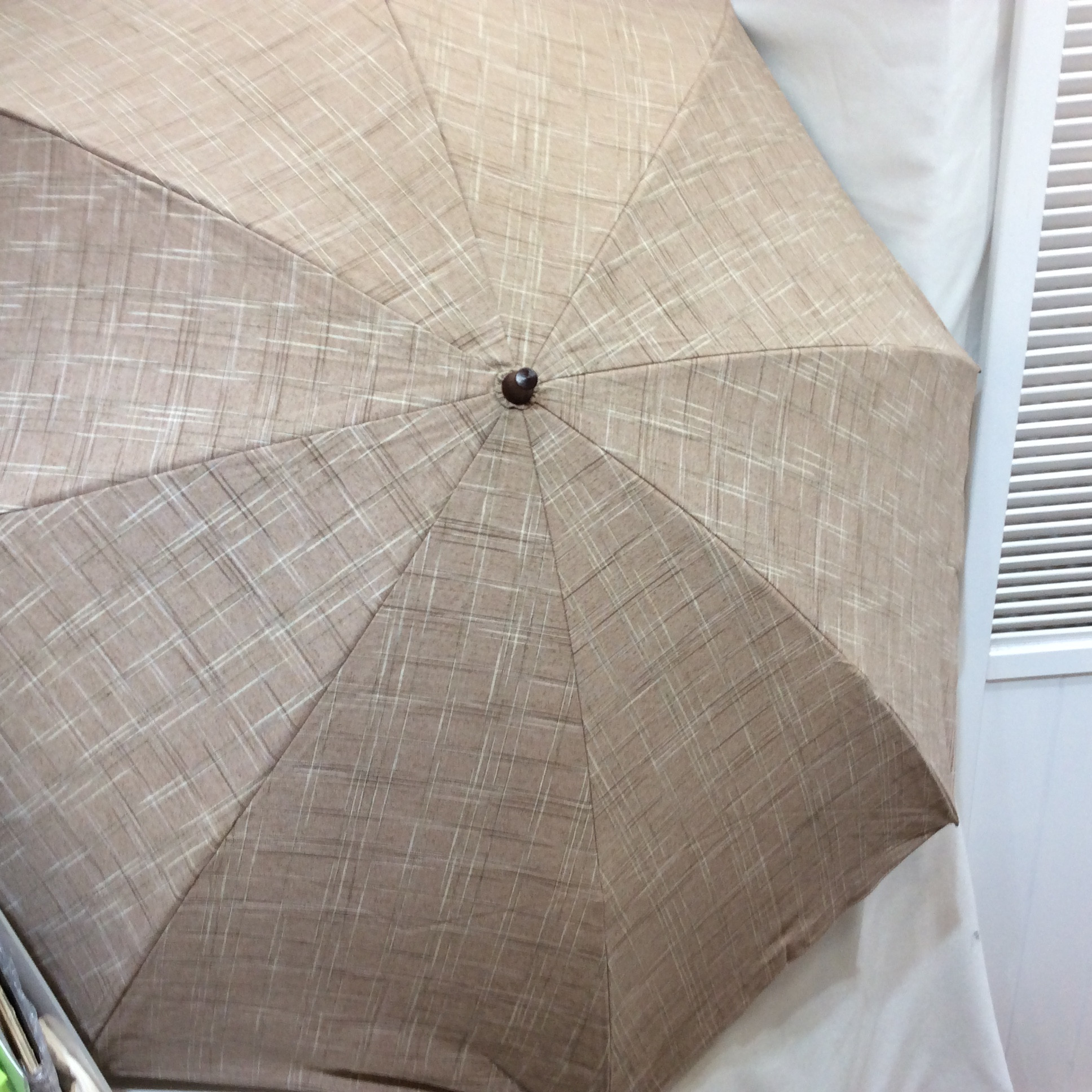 新品☆メンズ 紳士 折りたたみ日傘 ブラウン系 格子柄 日本製