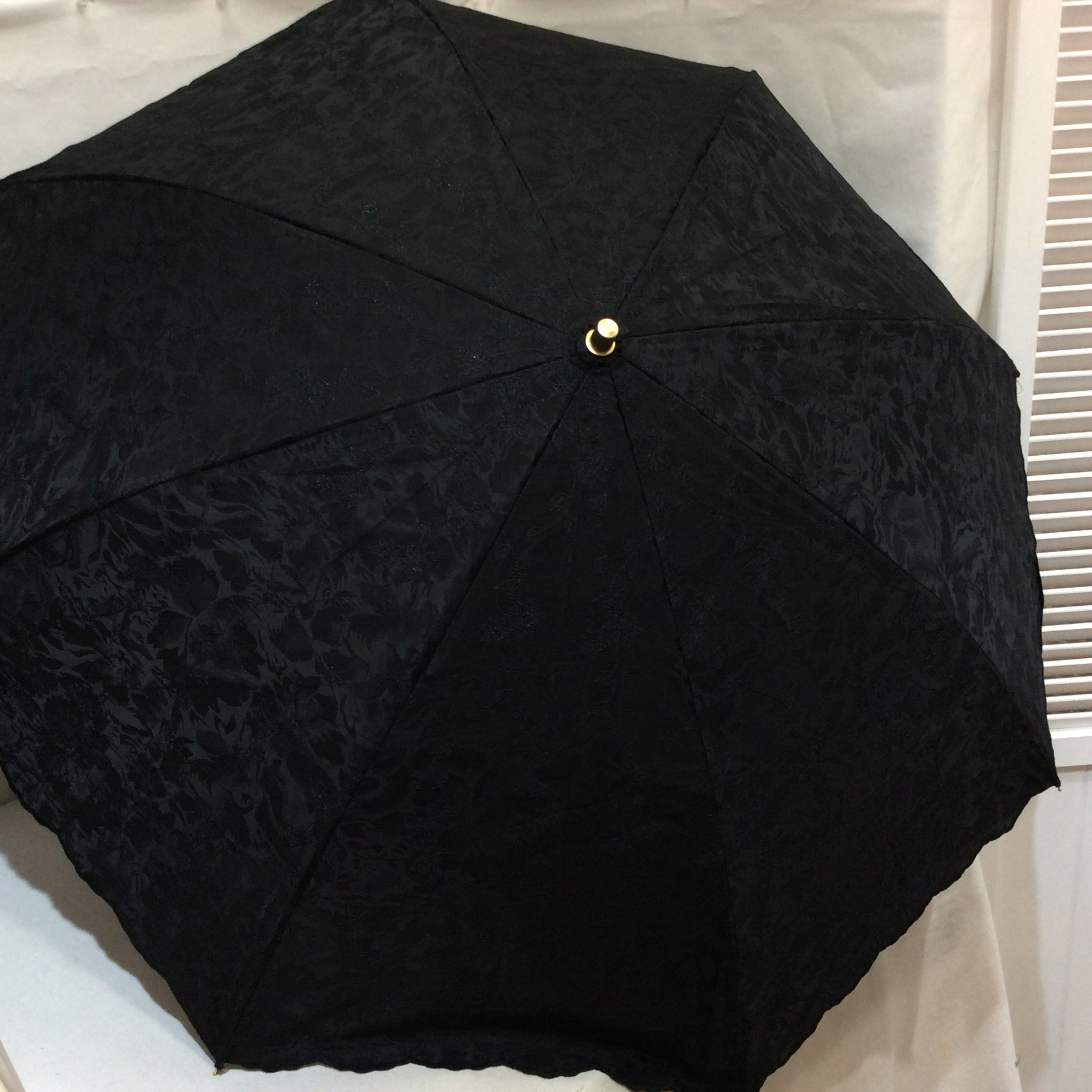 新品☆シルク 絹 晴雨兼用折りたたみ傘 ブラック柄 日本製