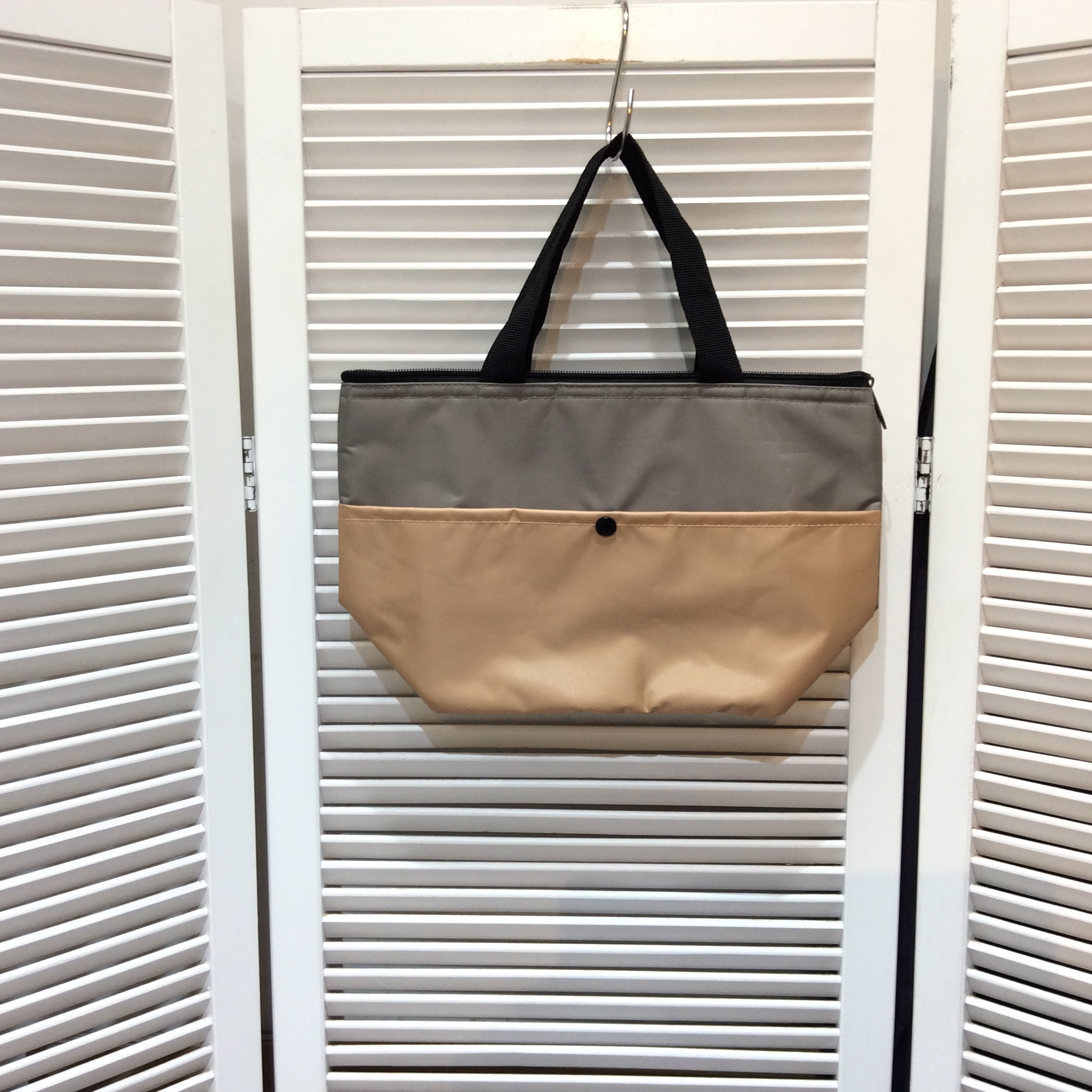 保冷ミニトートバッグ ベージュ／グレー