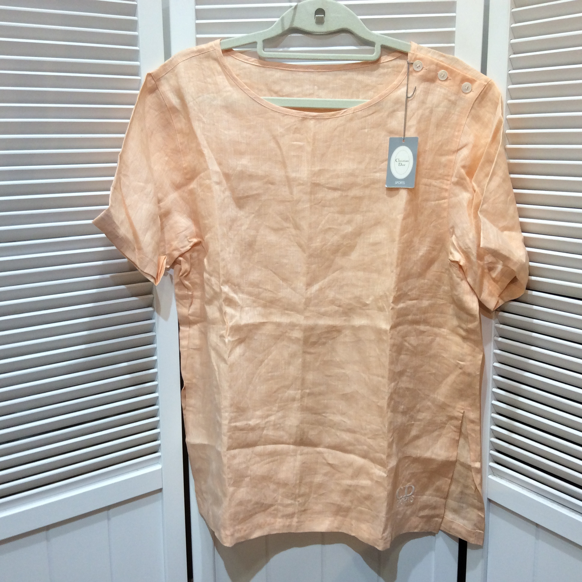 未使用 クリスチャンディオール 麻ブラウス Mサイズ  オレンジ