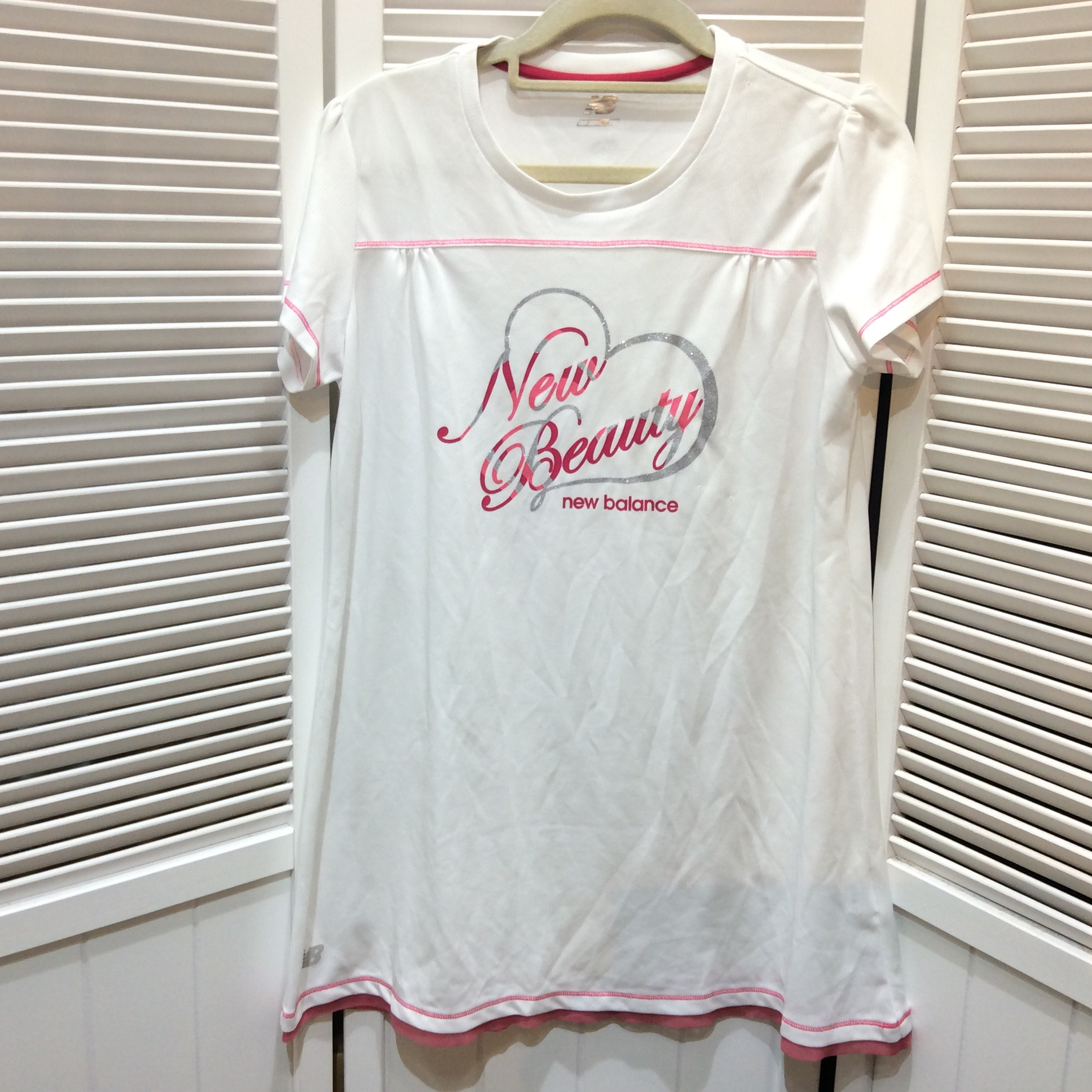 ニューバランス Tシャツ  Lサイズ  ホワイト／ピンク