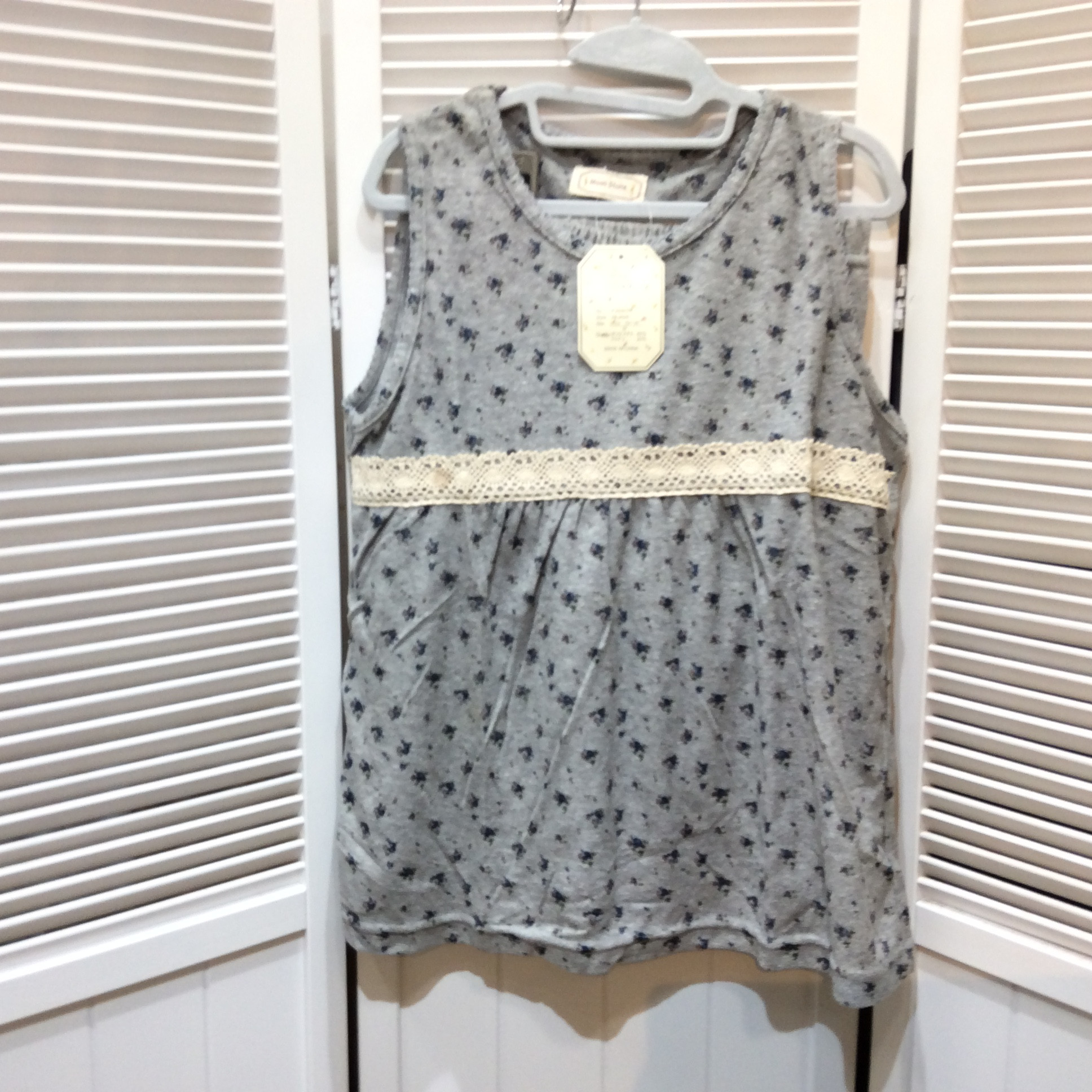 新品 パイルパジャマ M  グレー／お花