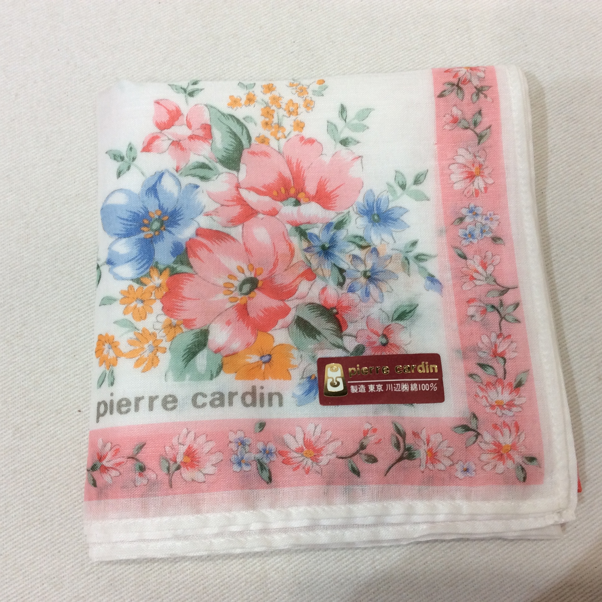 未使用☆ピエールカルダン ハンカチ ピンク花柄