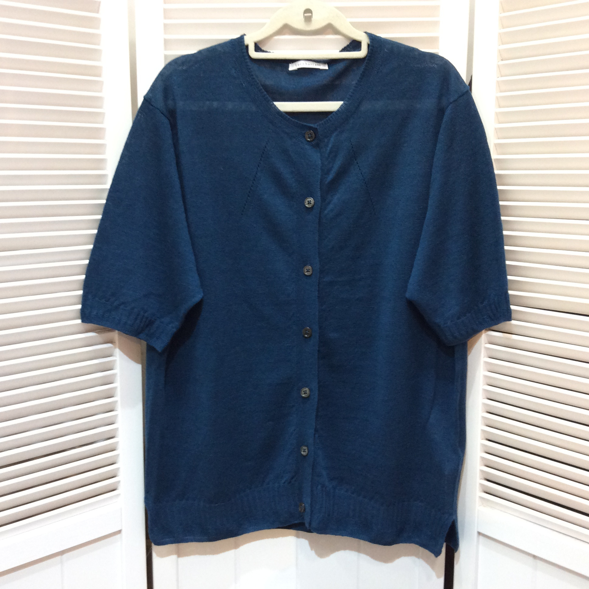 ワールド 麻カーディガン  サイズ40  ブルー系  美品