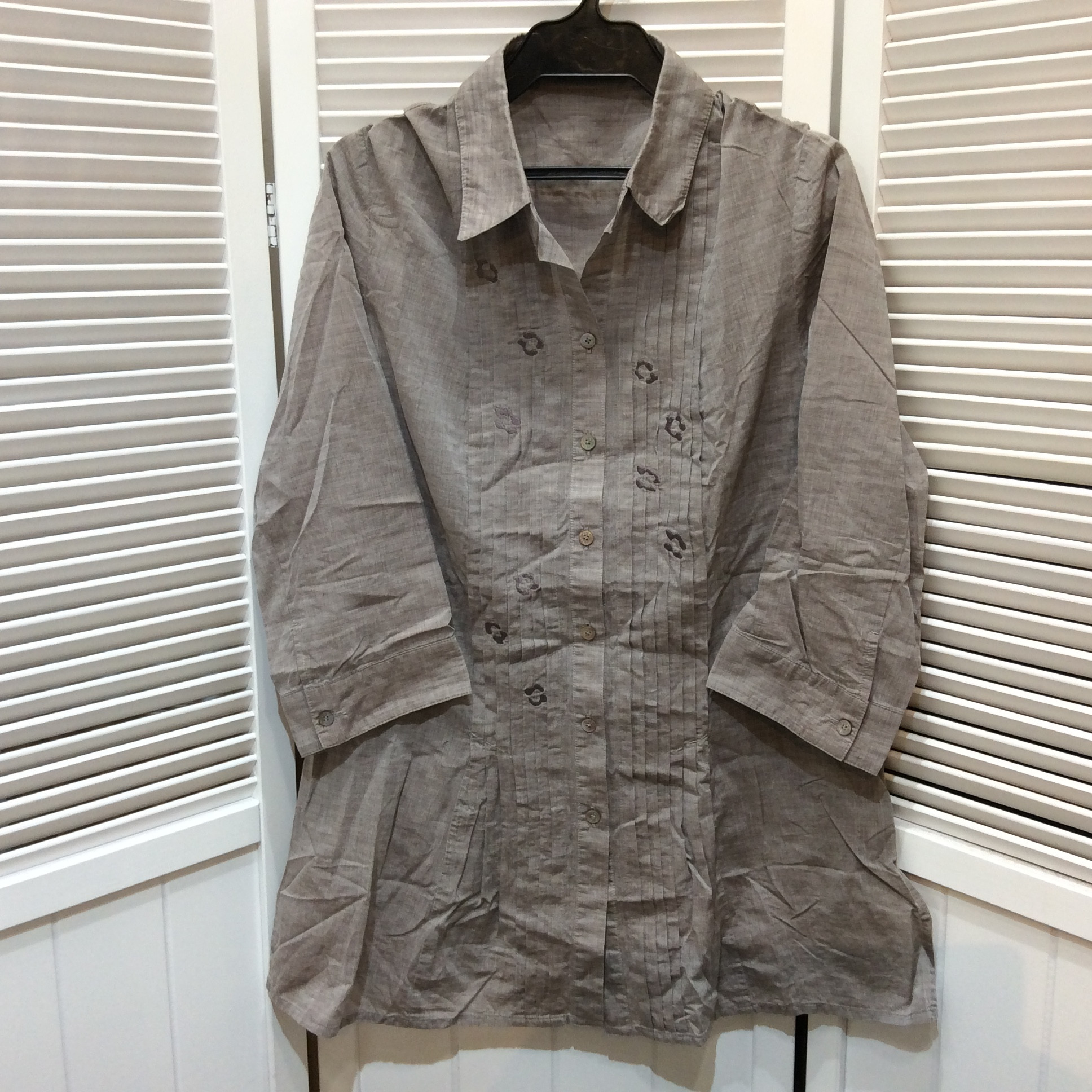 EVEX クリッツィア  ブラウス  40サイズ  ライトブラウン／刺繍柄