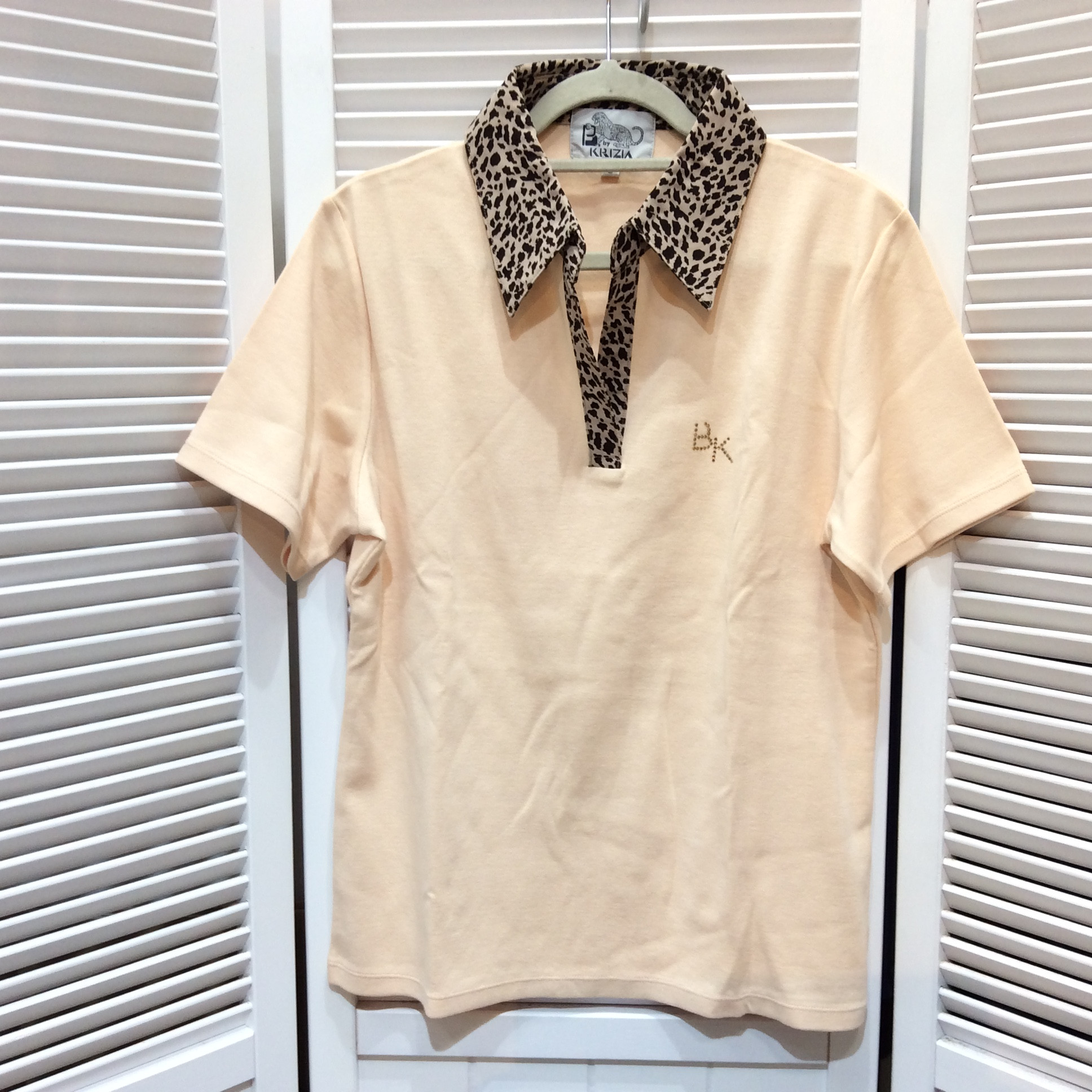 KRIZIA クリッツィア ニットポロシャツ  Lサイズ アイボリー／ヒョウ柄  美品