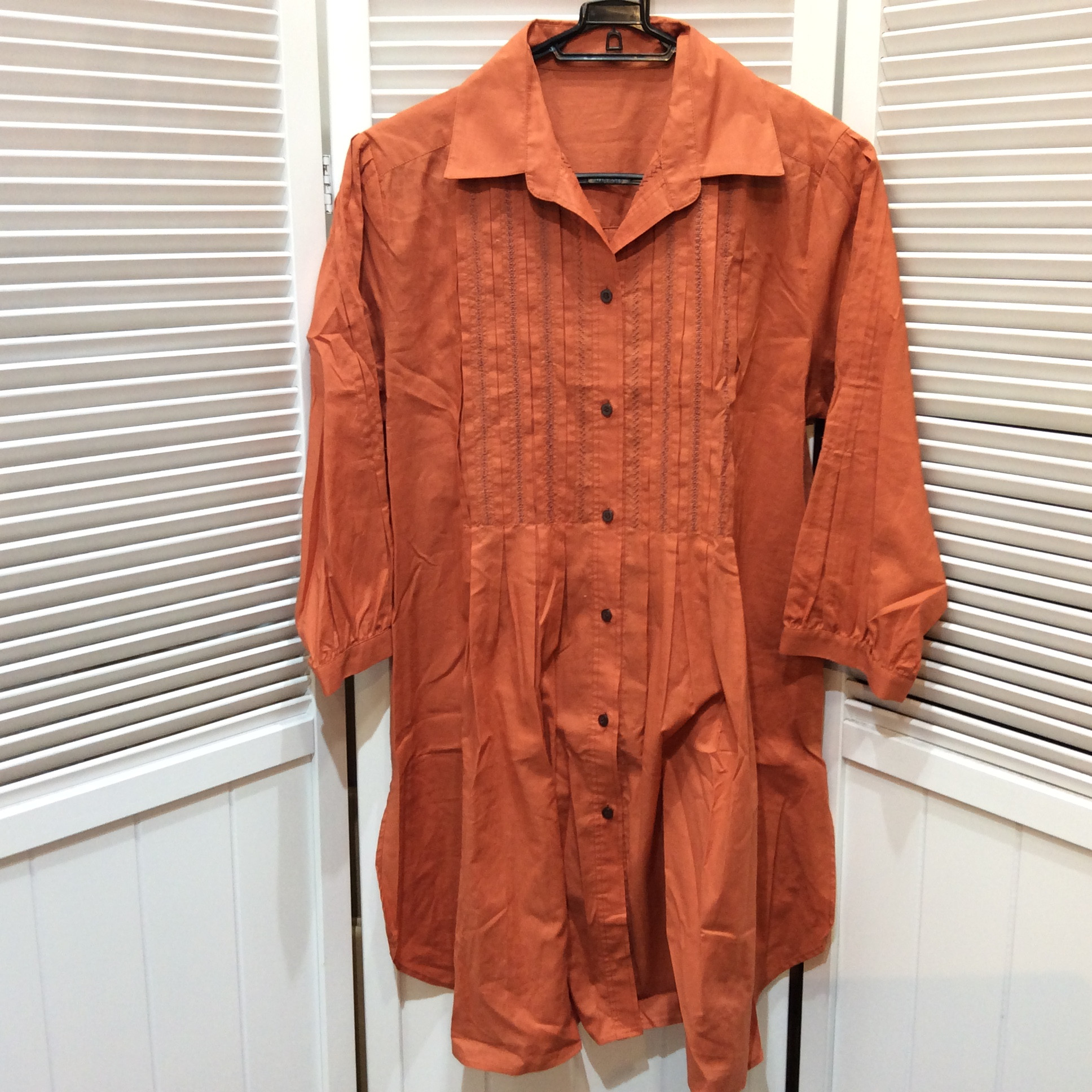 ワールド 五分袖チュニックブラウス  42サイズ  オレンジ  美品