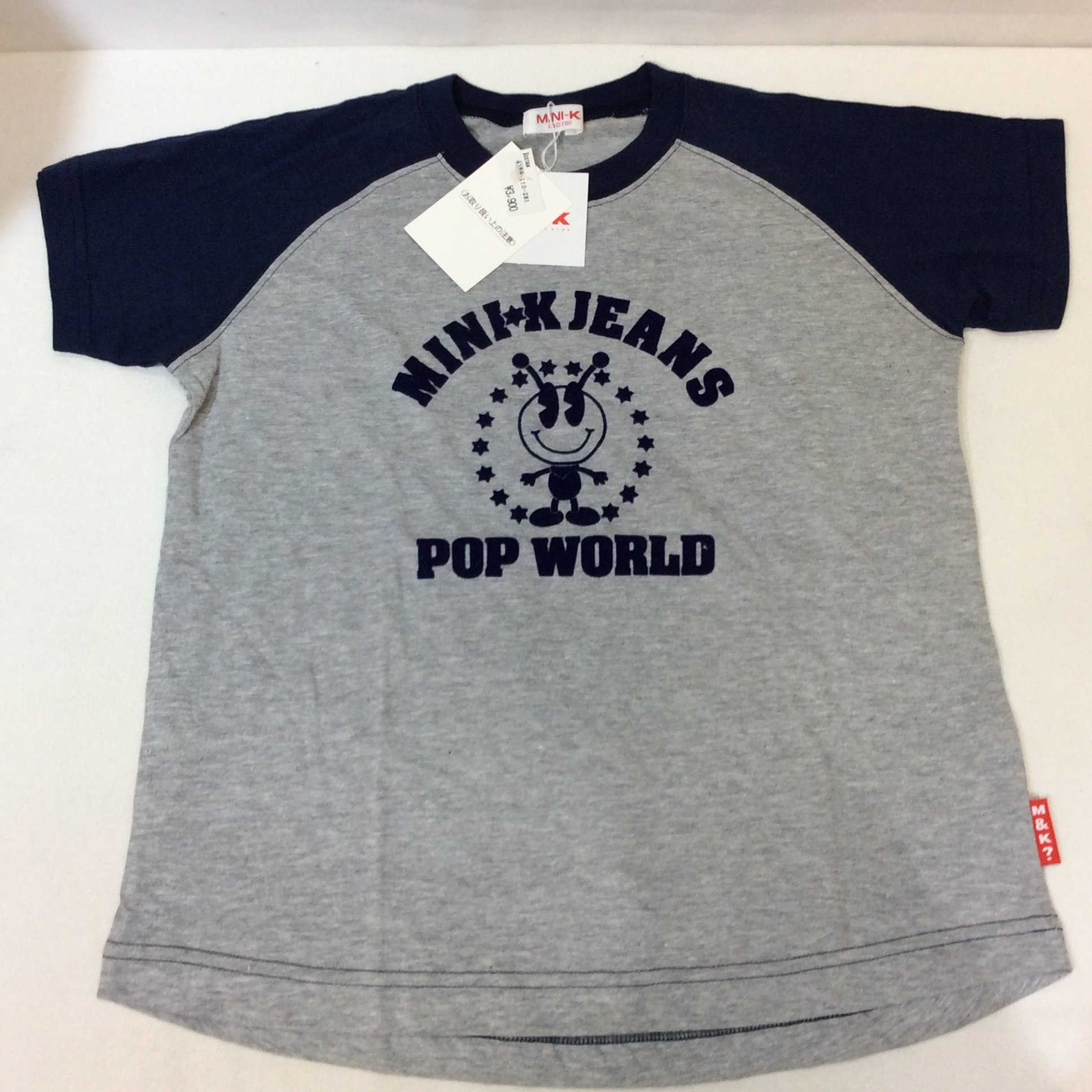 未使用☆MINI-K ミニケー Tシャツ 130cm グレー×ネイビー キッズ 男の子 ミニK