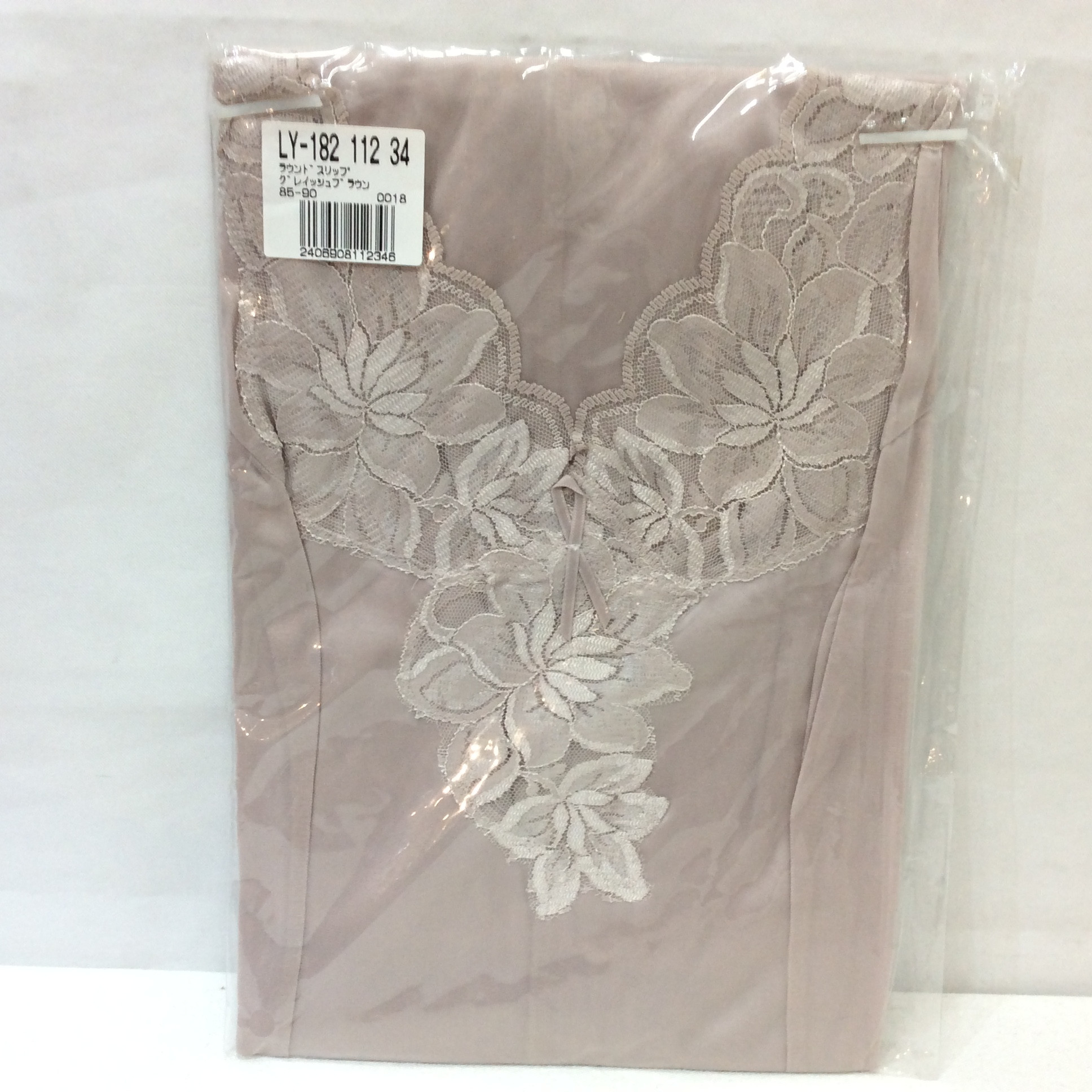 未使用☆ラウンドスリップ グレイッシュブラウン 85-90