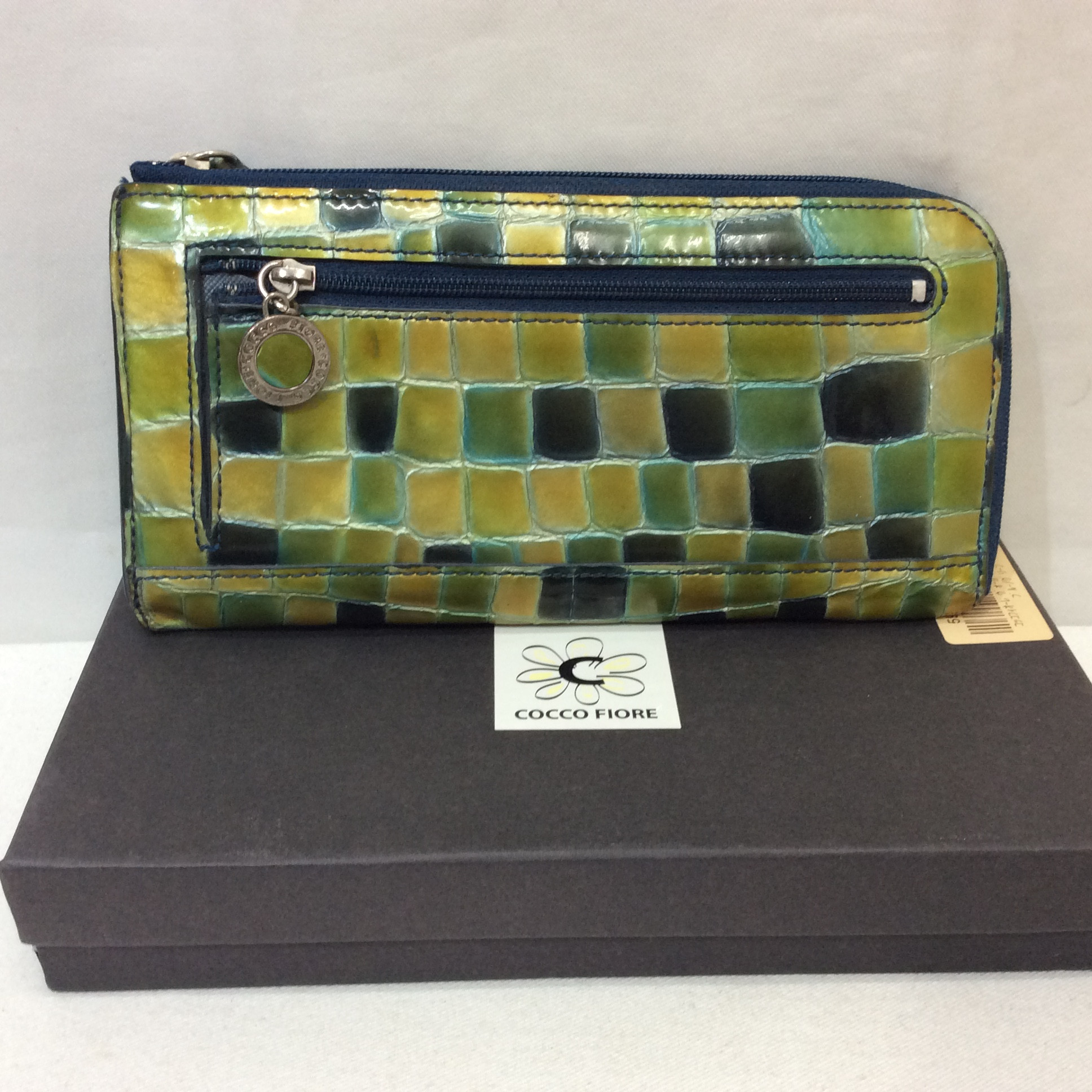 コッコフィオーレ フラットウォレット ブルー×グリーン
