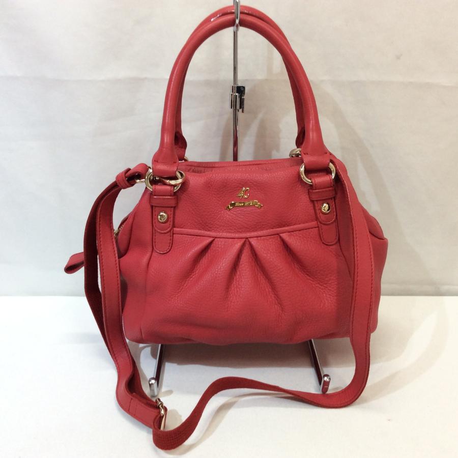 値下げ❗️4℃ 2WAY レザーバッグ ピンク ハンドバッグ ショルダーバッグ