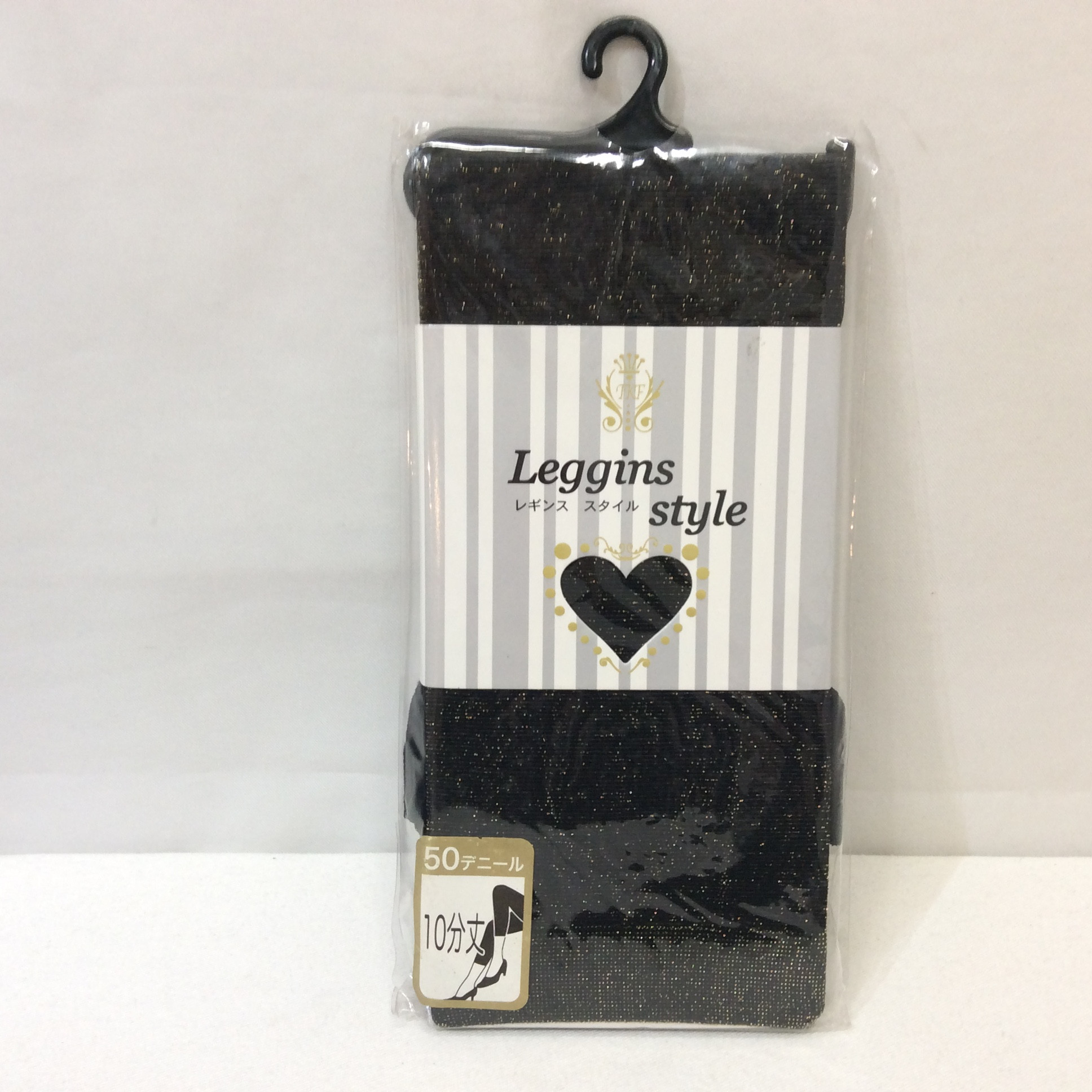 新品 50デニール 10分丈レギンス  黒ラメ