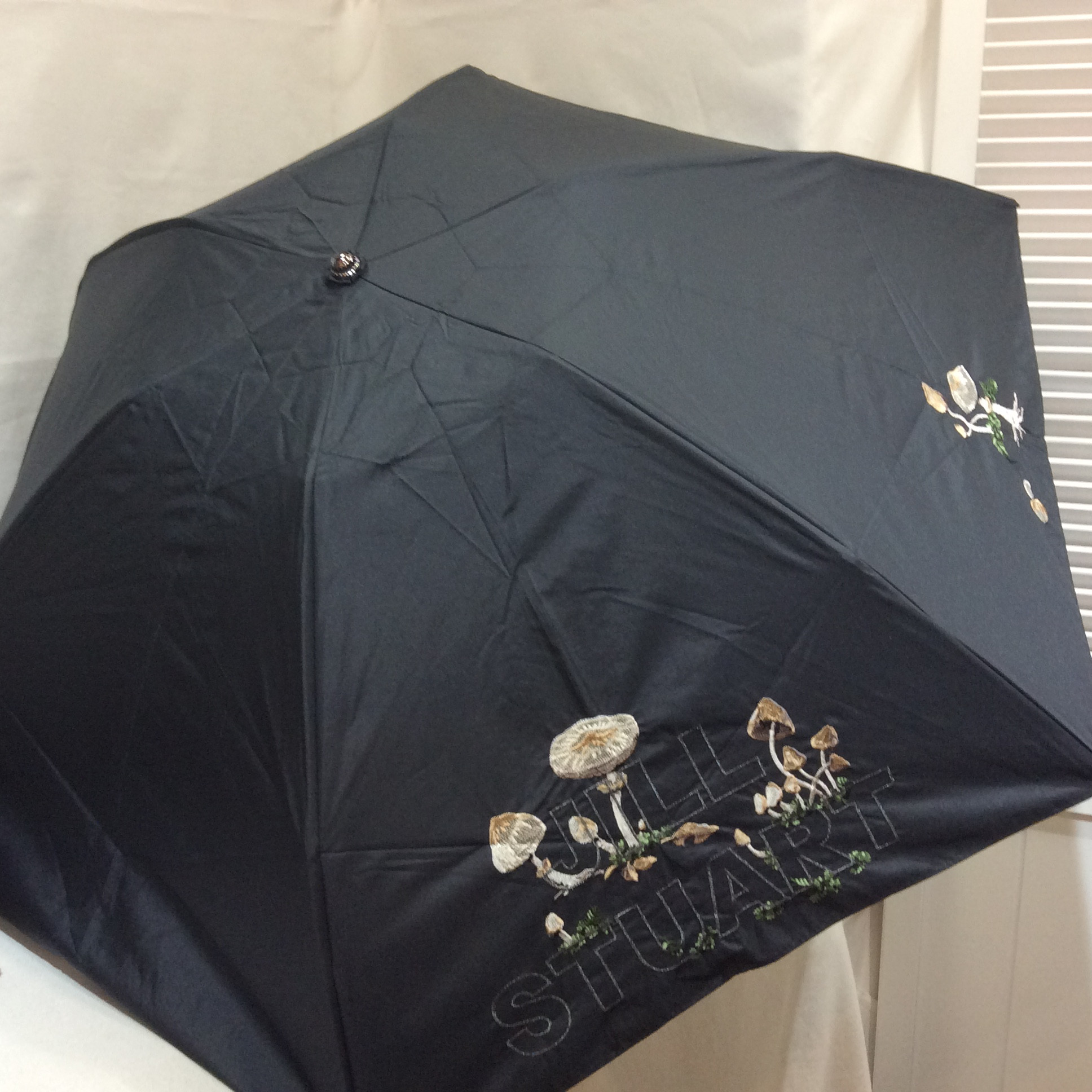 1回使用 ジルスチュアート 晴雨兼用 折りたたみ傘  黒／刺繍  美品