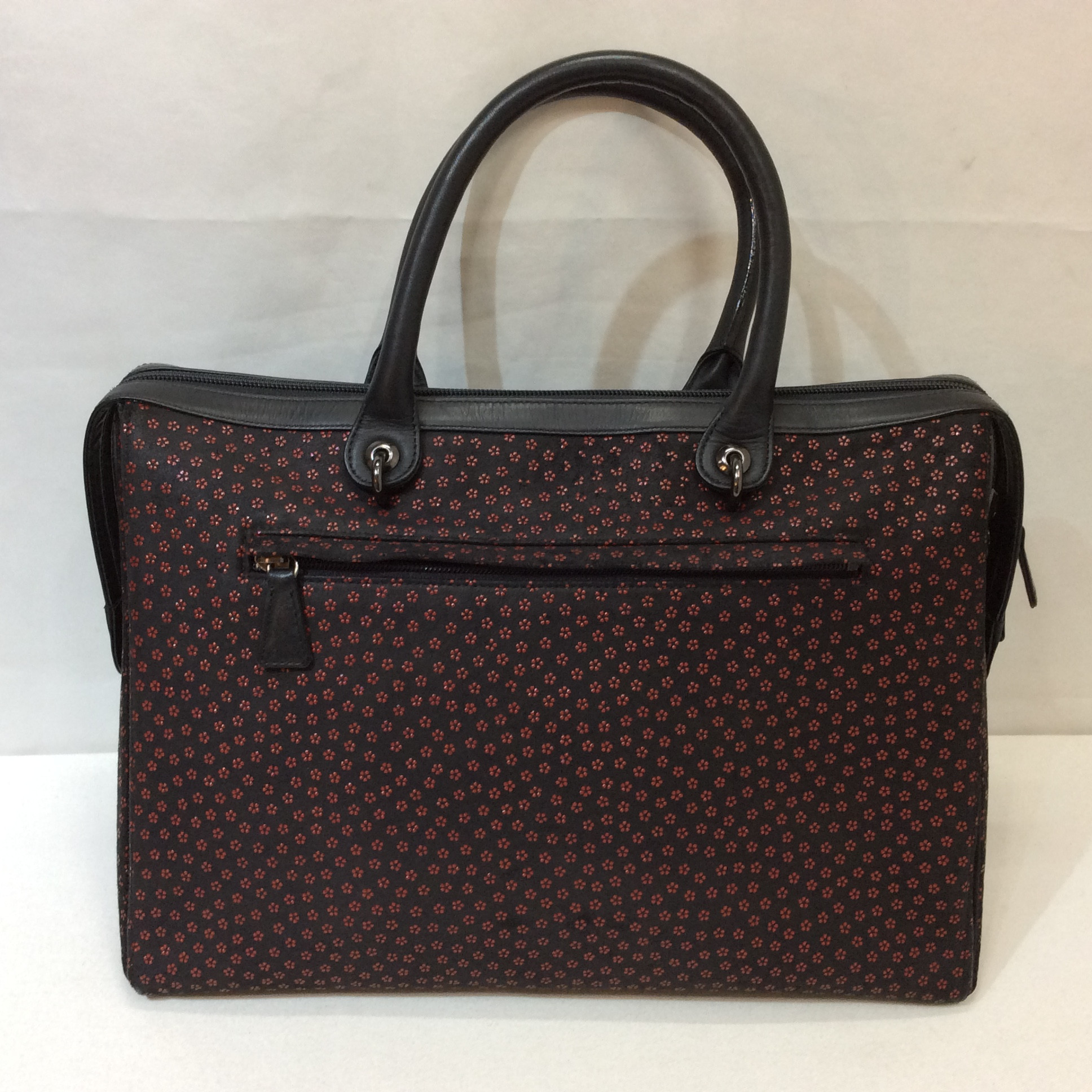 印伝調 バッグ ブラック×レッド ハンドバッグ ボストンバッグ