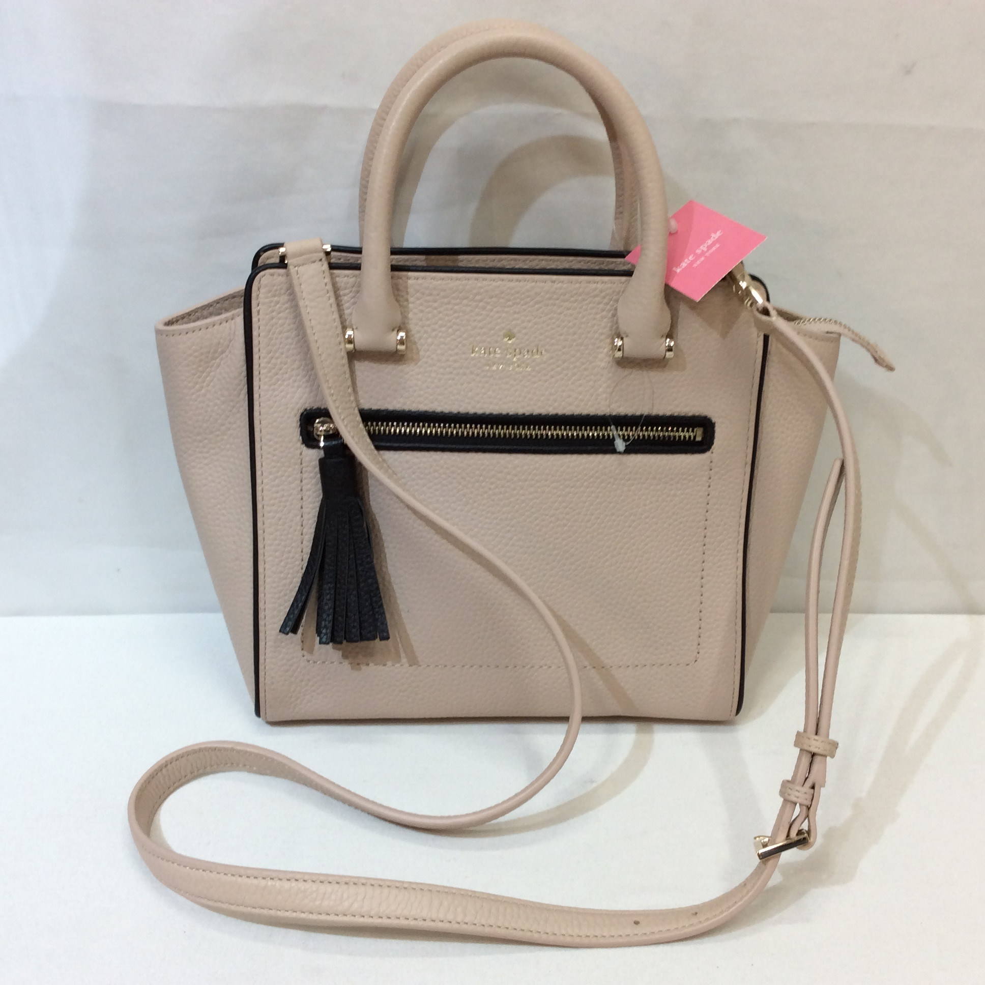 美品☆kate spade ケイトスペード 2WAY ショルダー付きハンドバッグ タッセル レザー ベージュ