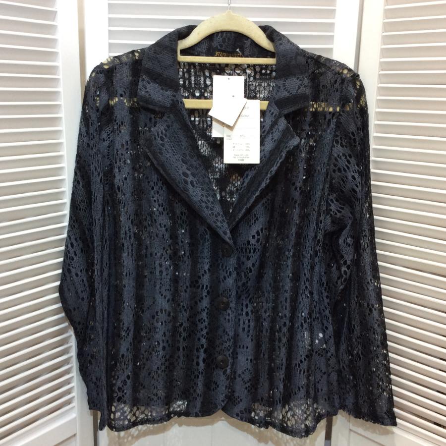 半額値下げ❗️未使用☆婦人 レースジャケット M~L ブラック×グレー