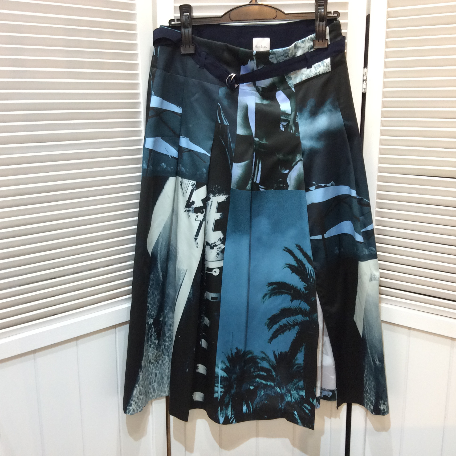 ポールスミス フレアスカート サイズ40  ネイビープリント柄 美品