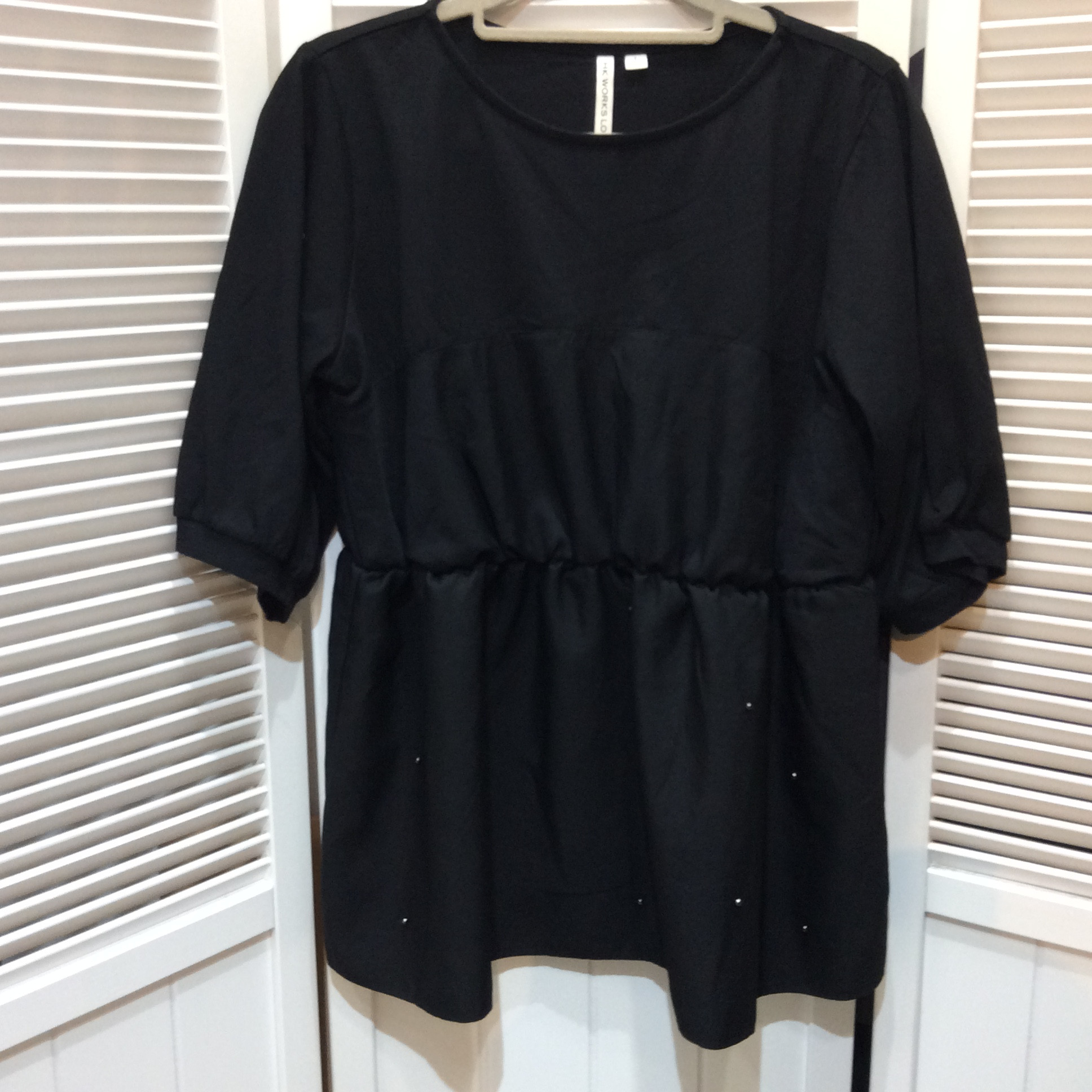 HK WORKS LONDON  半袖フリルカットソー  Lサイズ 黒  美品