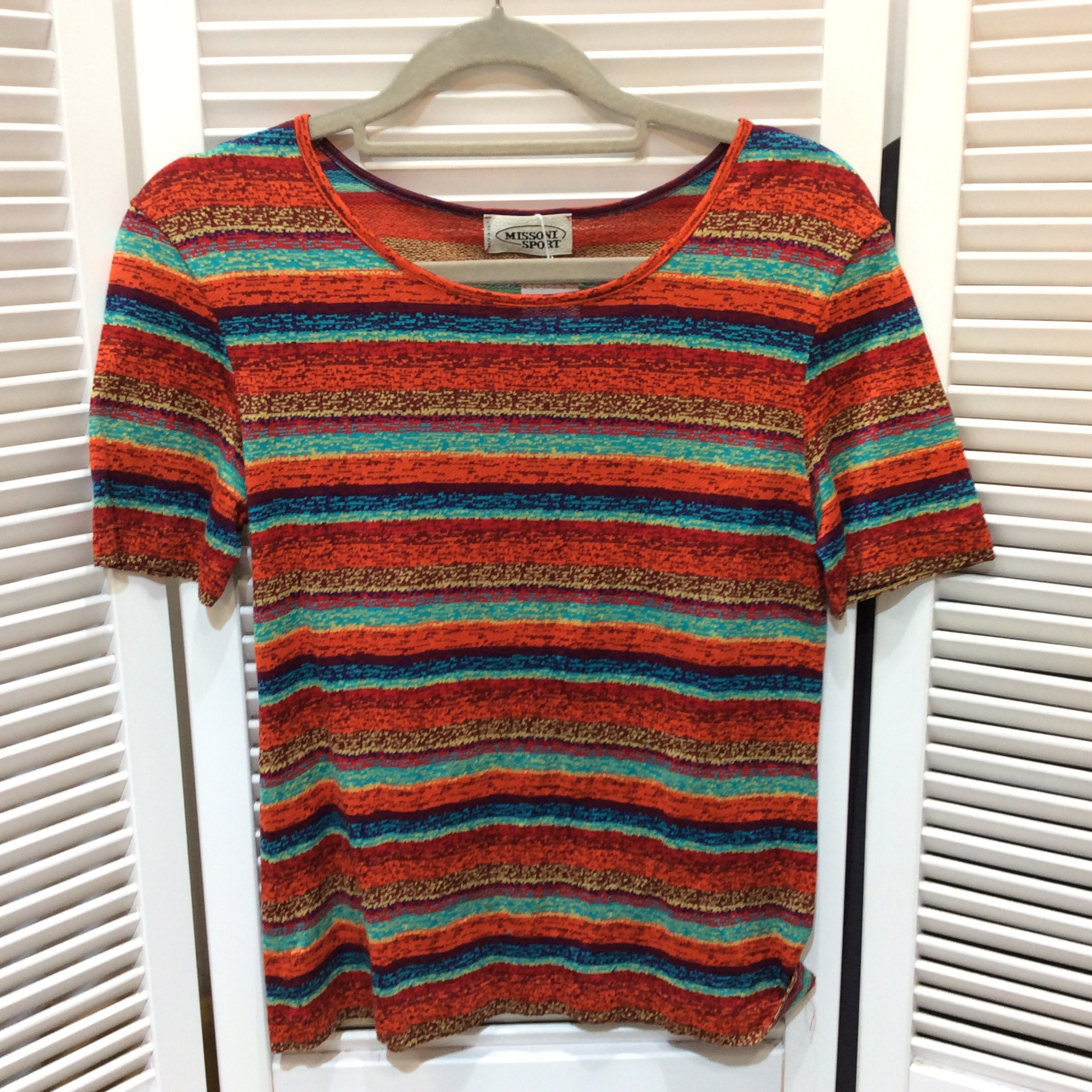 値下げ❗️MISSONI SPORT ミッソーニスポーツ レディース 半袖カットソー 40 カラーボーダー柄 