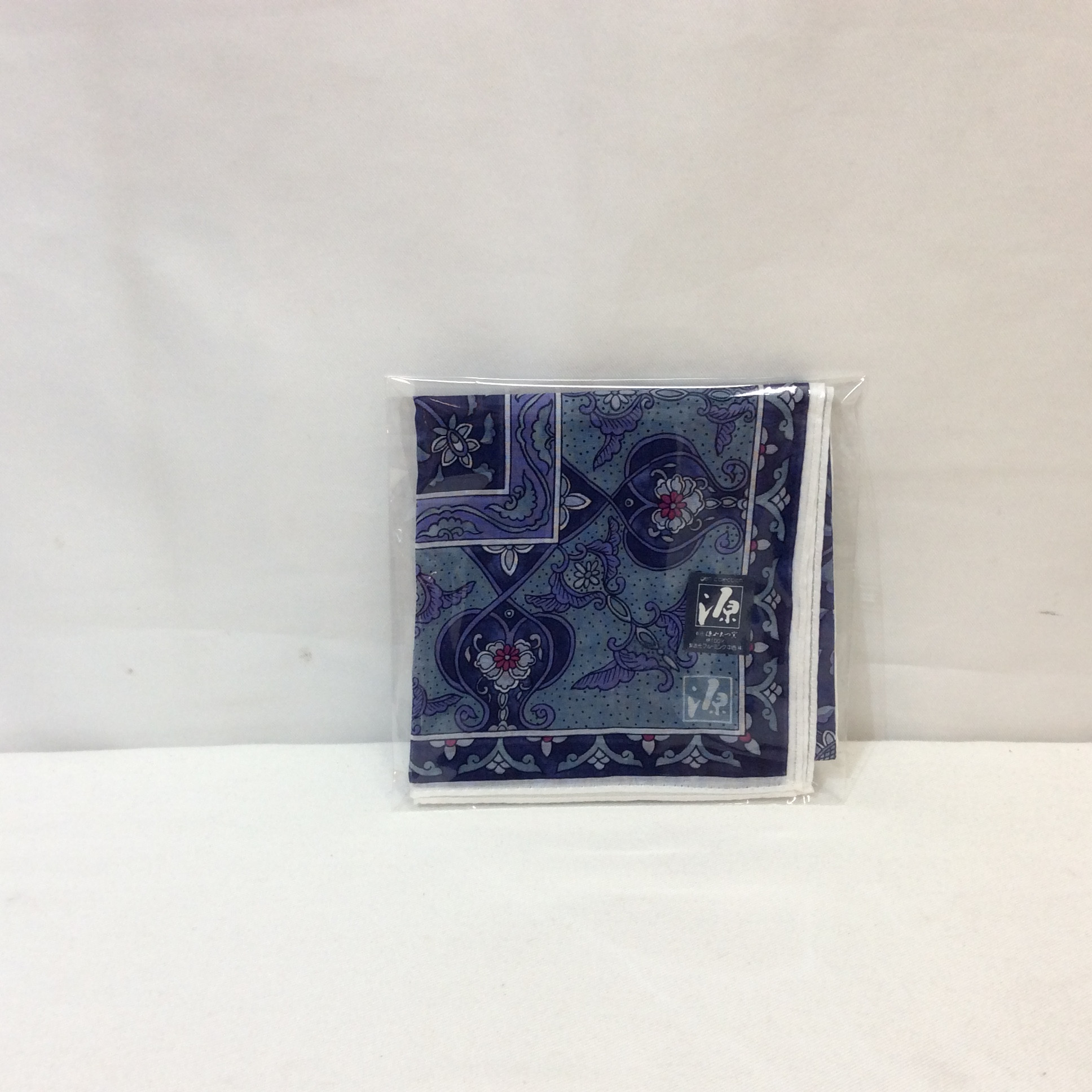 未使用 源  ハンカチ  ネイビー柄