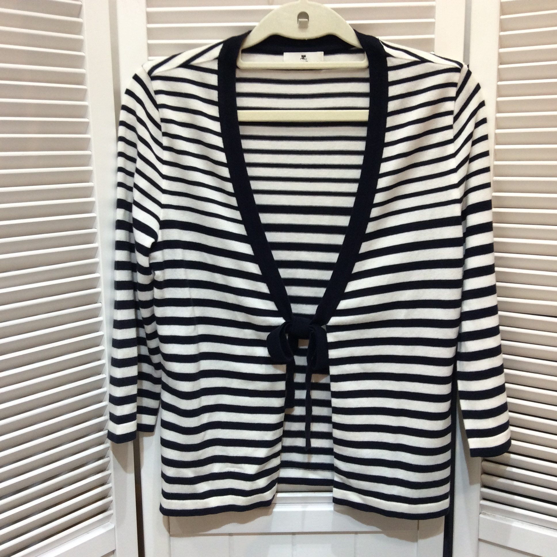 クレージュ カーディガン  9号  ホワイト／ネイビーボーダー