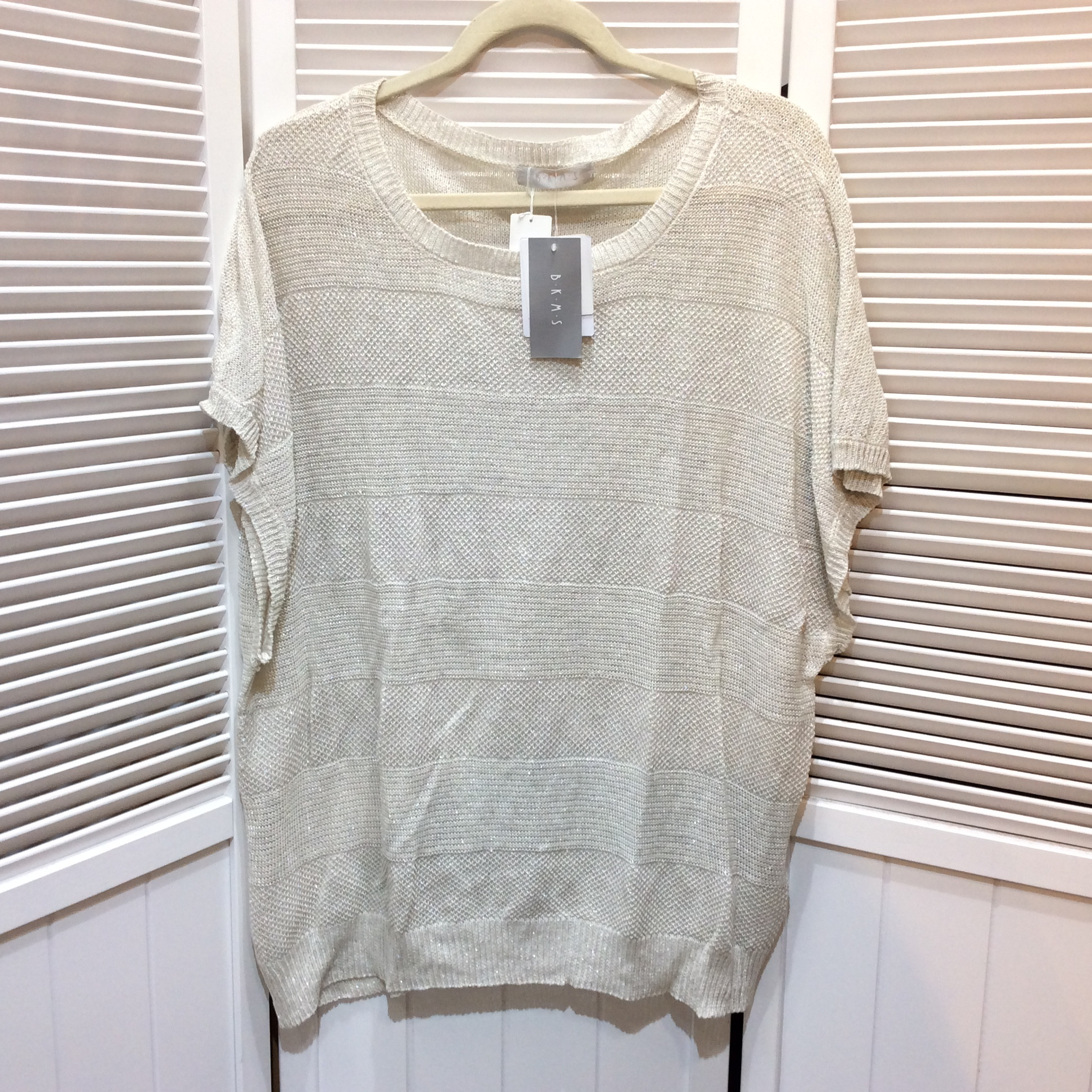 未使用☆B.K.M.S 麻混ニットフルオーバー 5L (フランス製の麻使用)