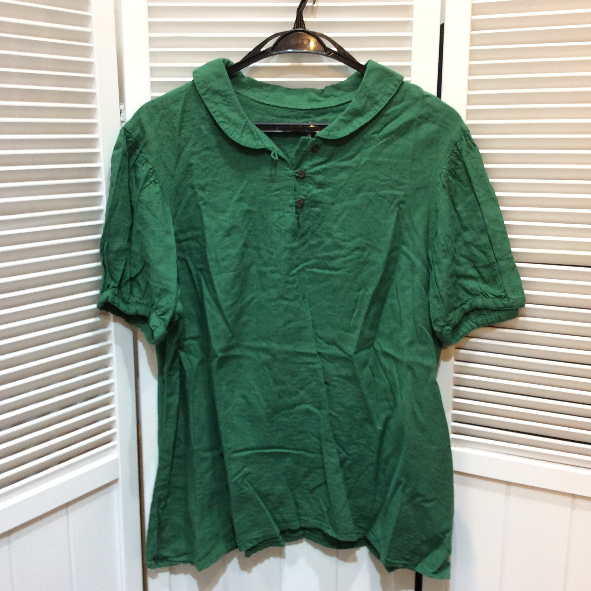 麻混プルオーバー XL グリーン