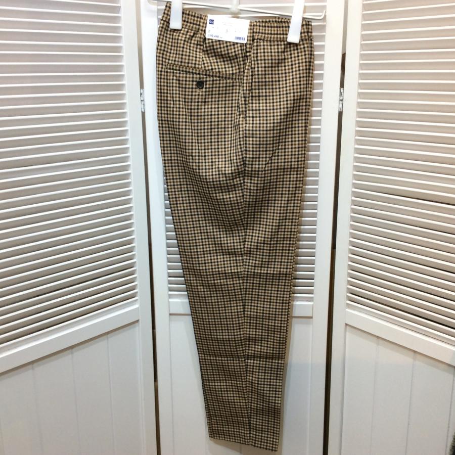 値下げ❗️未使用☆GU ジーユー メンズ イージートラウザー (チェック)MC S 72cm ブラウン チェック柄