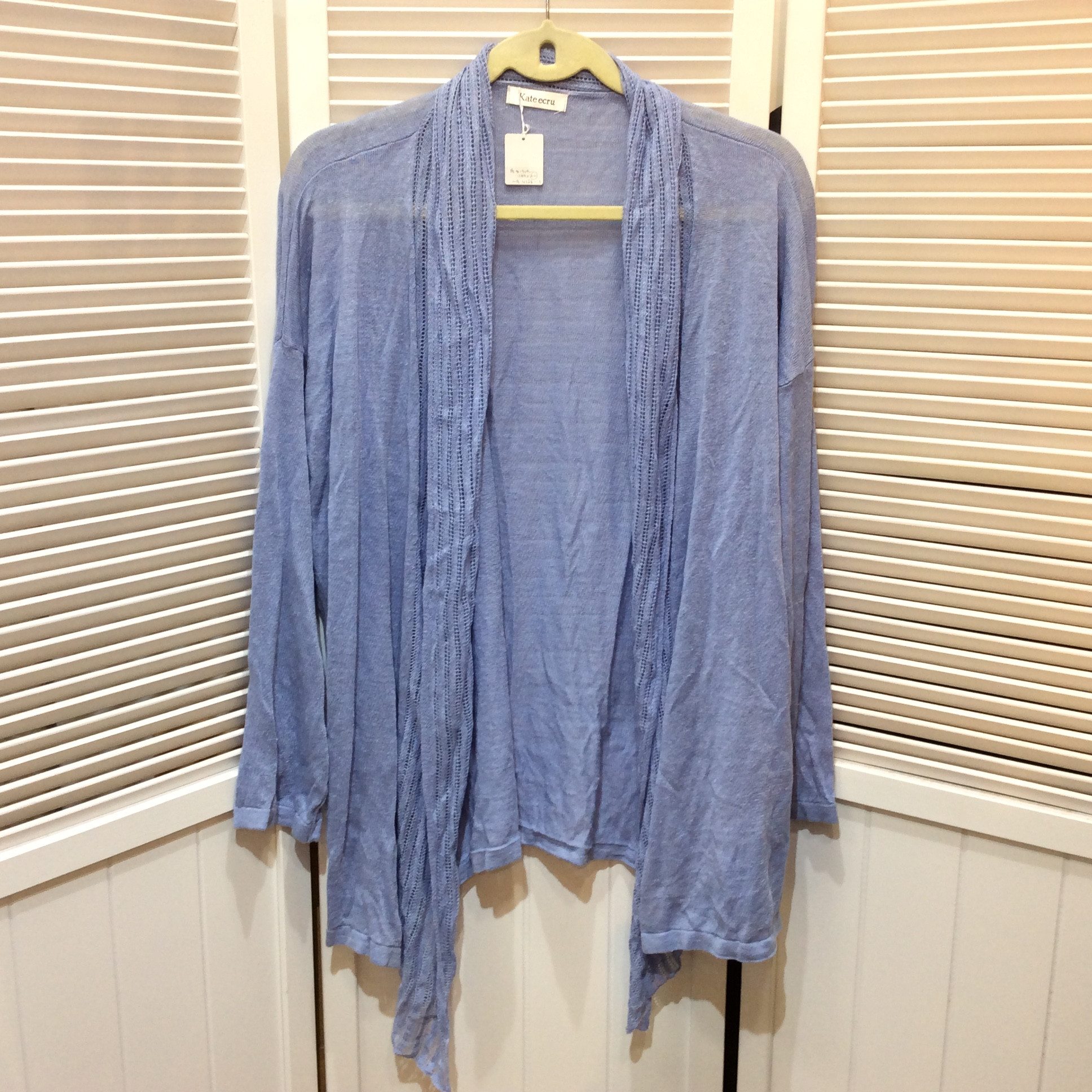 未使用☆麻カーディガン LL ブルー系
