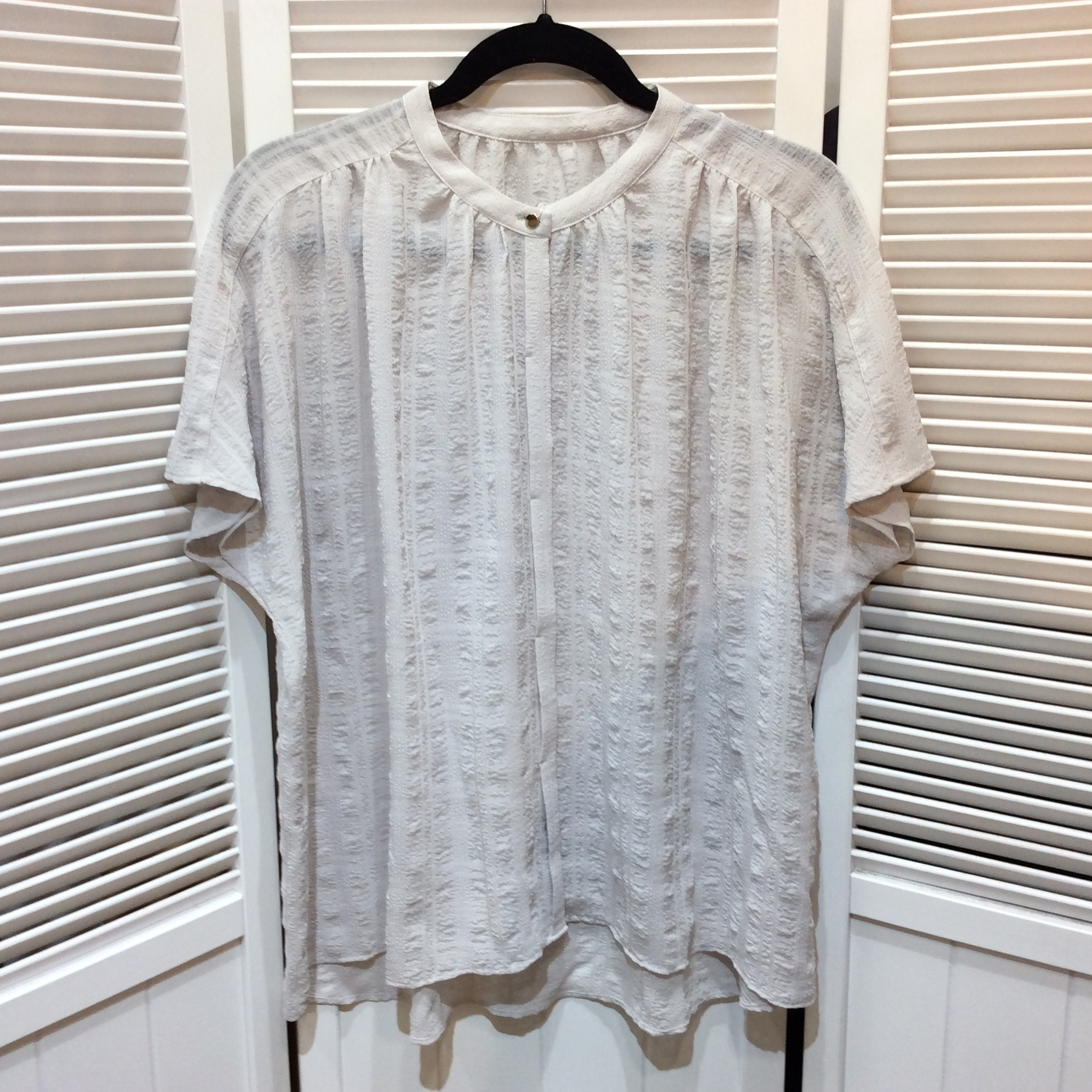 セシール レディース 半袖ブラウス 3L ライトグレー