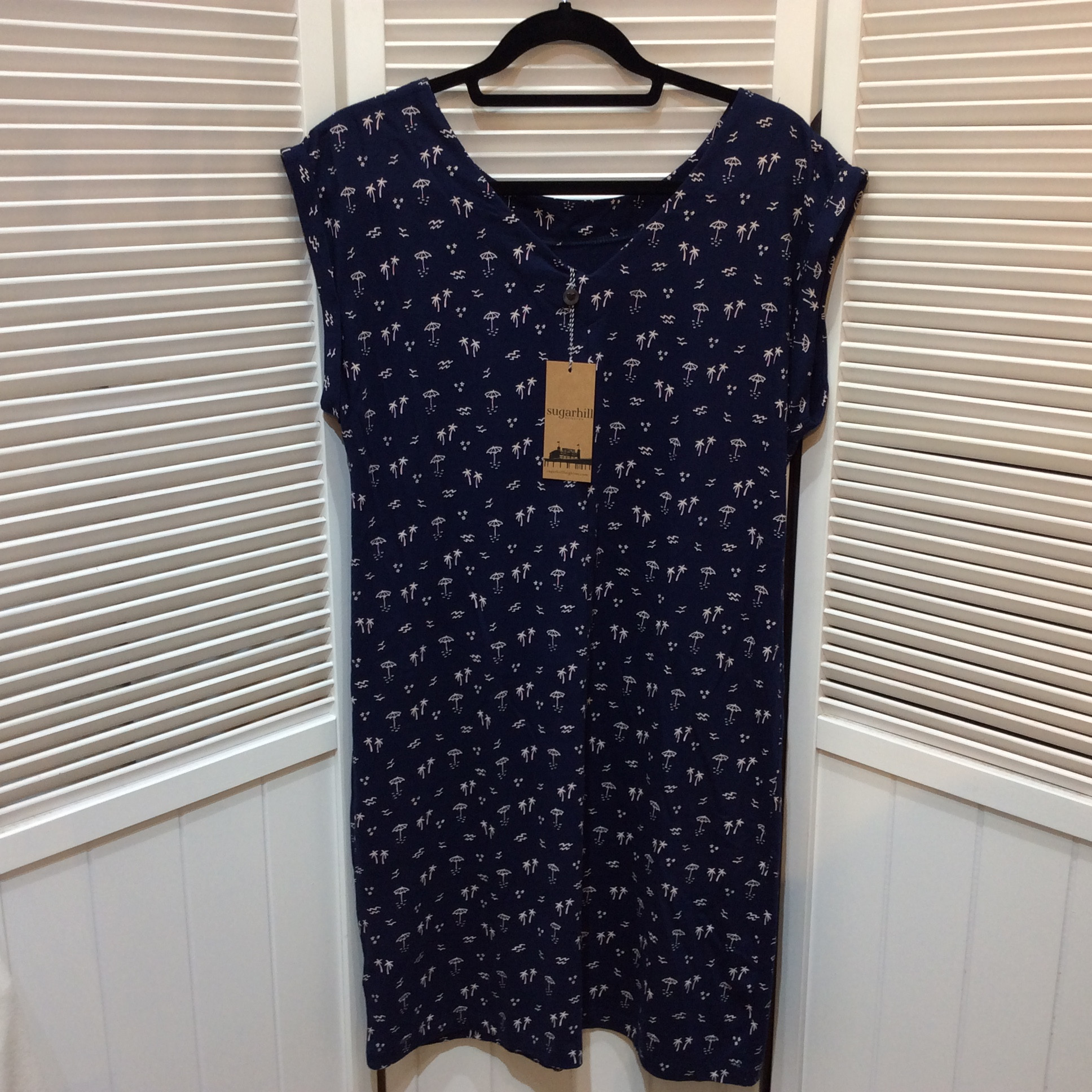 未使用☆ノースリーブワンピース 44 13号 ネイビー