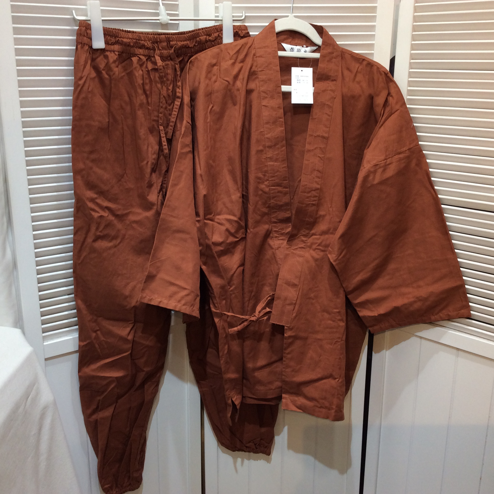新品☆メンズ 作務衣 Lサイズ ブラウン