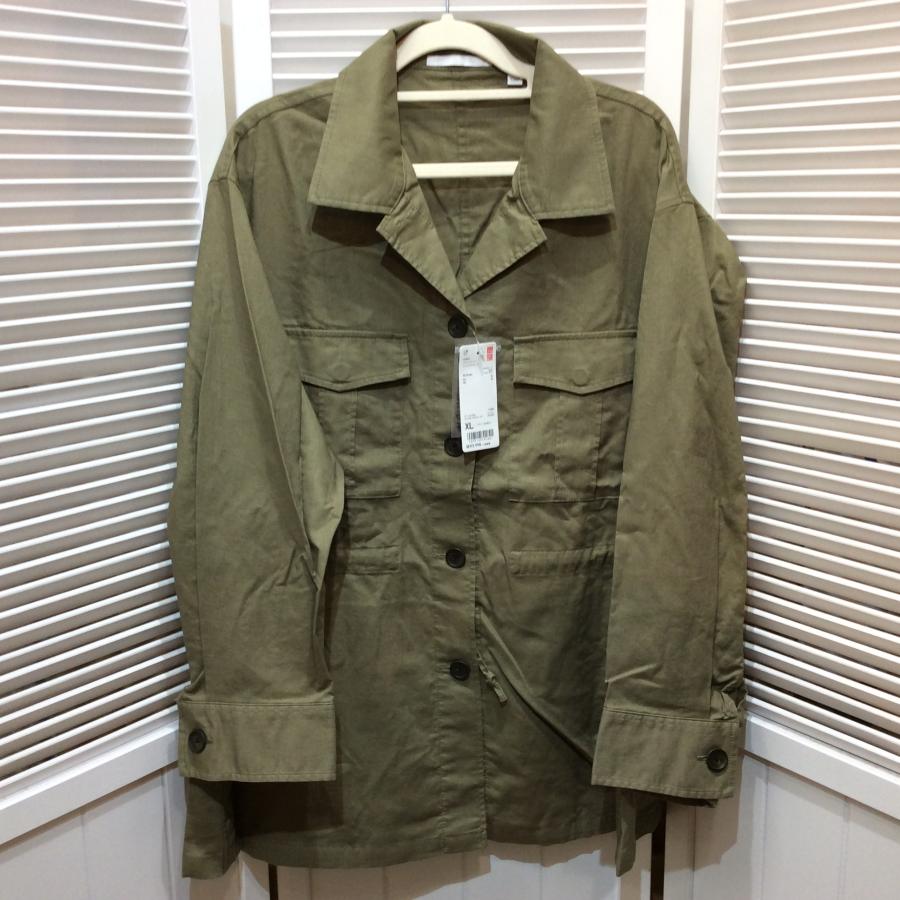 値下げ❗️未使用☆UNIQLO ユニクロ WOMEN リネンコットン シャツジャケット XL グリーン