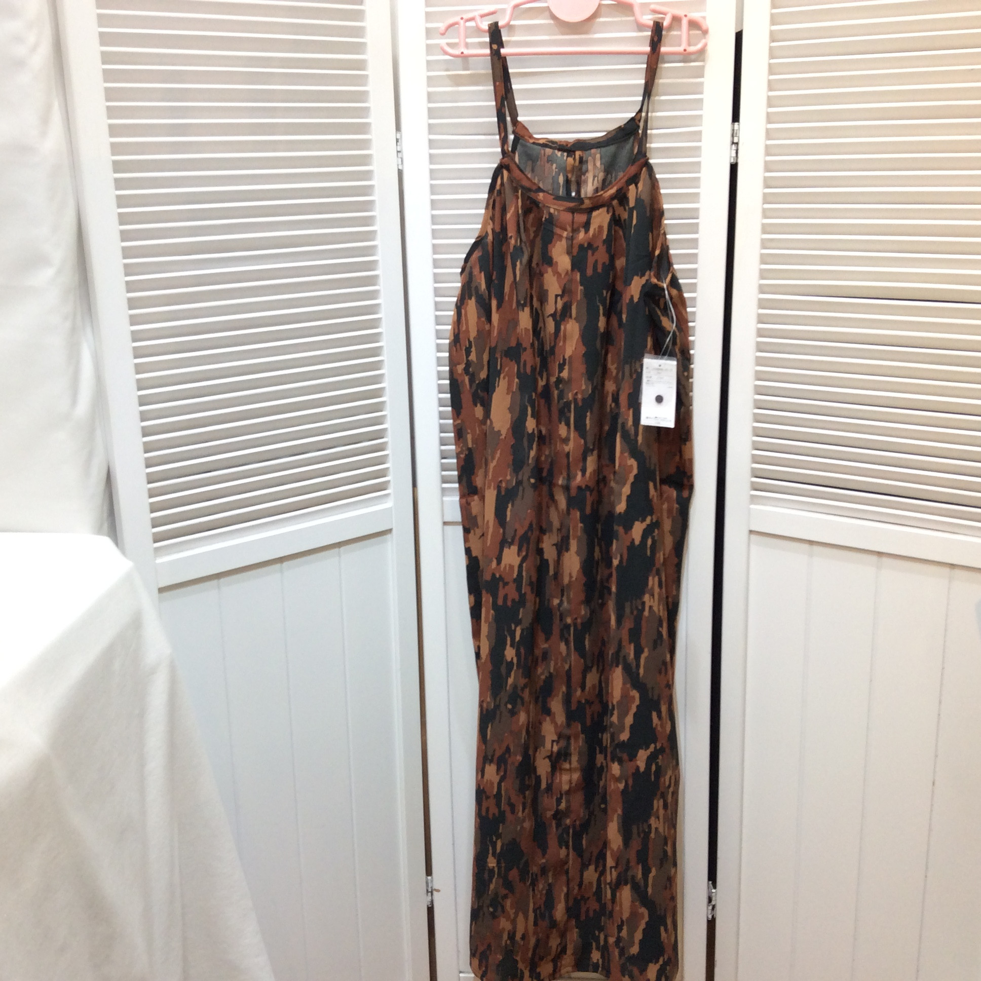 未使用 サマンサモスモス キャミワンピース フリーサイズ   ブラウン／ブラックプリント柄