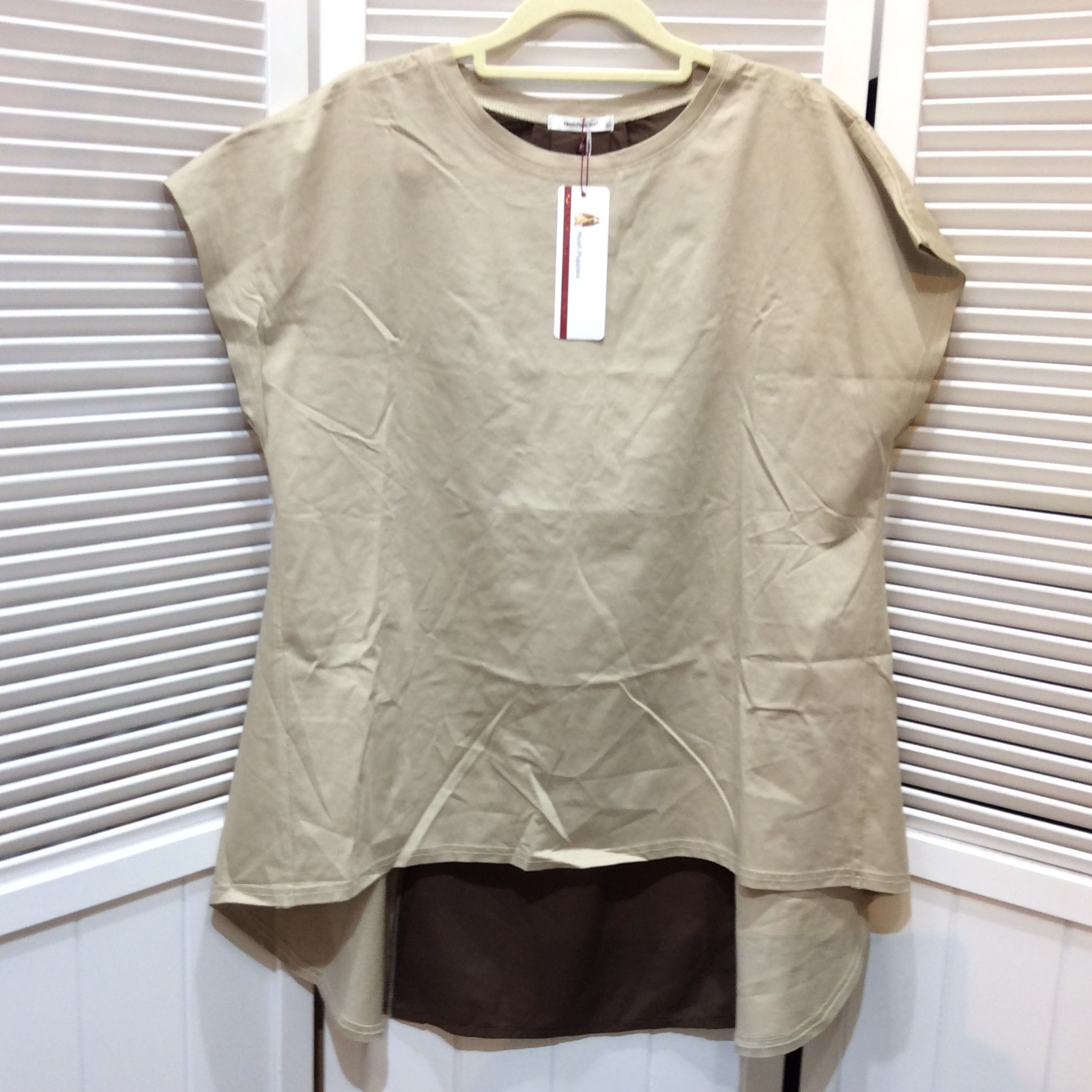 未使用 ハッシュパピー プルオーバー  カットソー  Lサイズ ベージュ／ブラウン