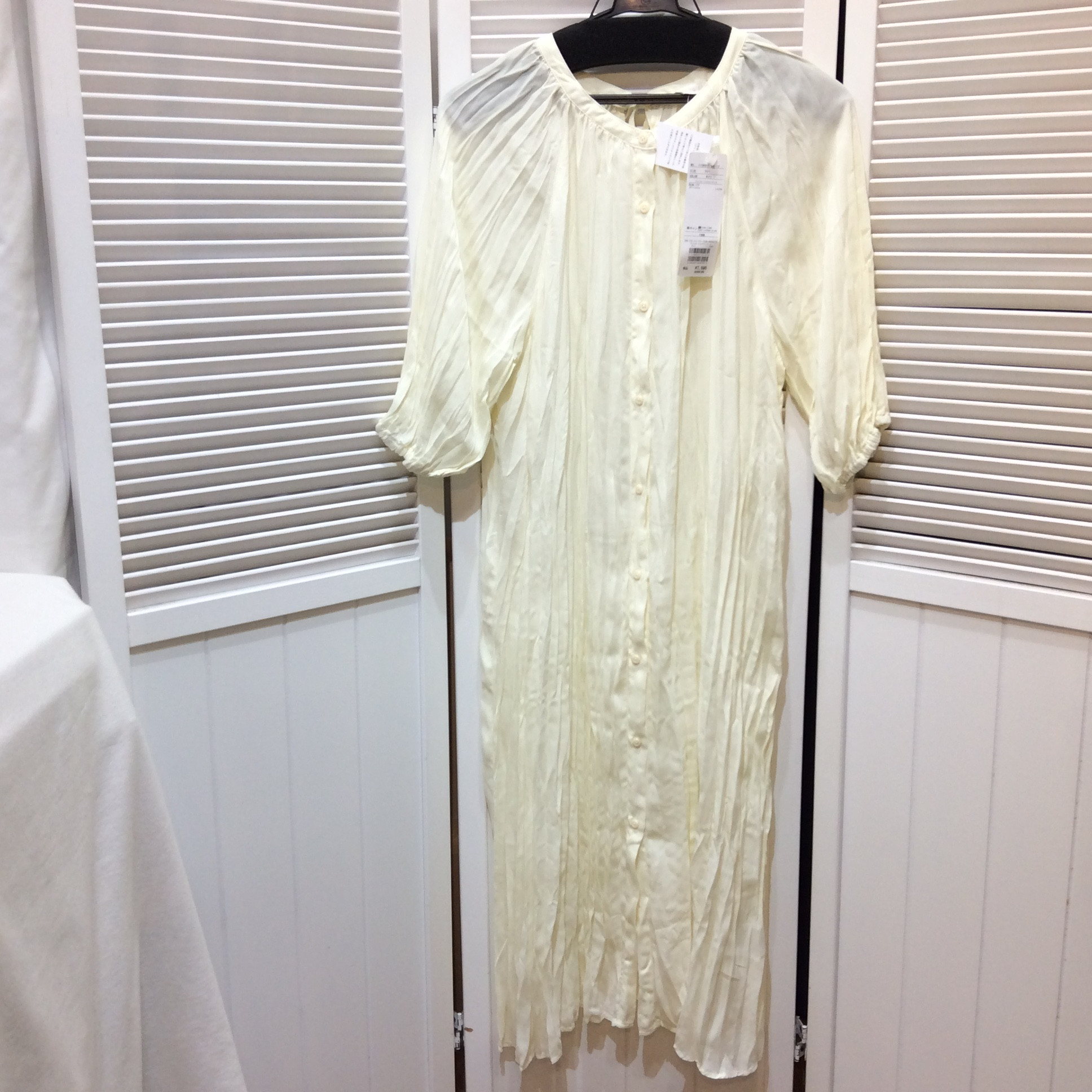 未使用 ehka sopo ワッシャーシャツワンピース フリーサイズ   オフホワイト