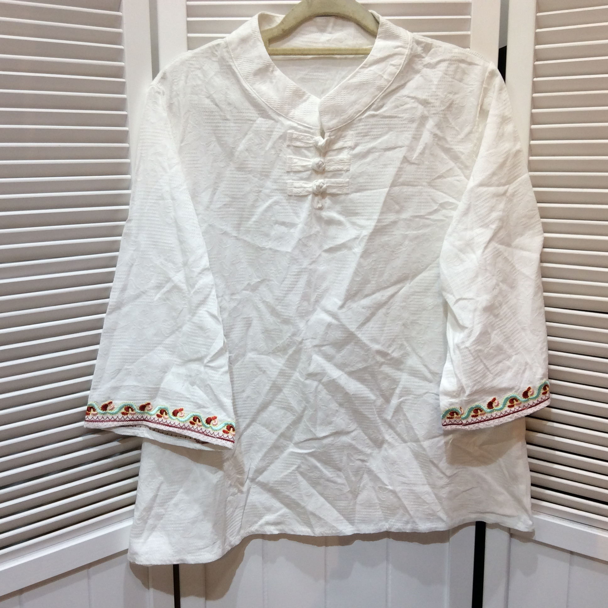 チャイナ風ブラウス Lサイズ ホワイト